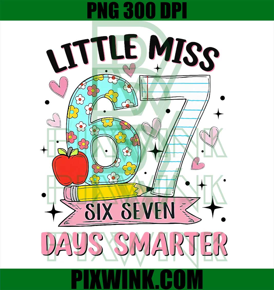 Little Miss 67 Days Smarter Coquette Bow, 67th Day of School PNG