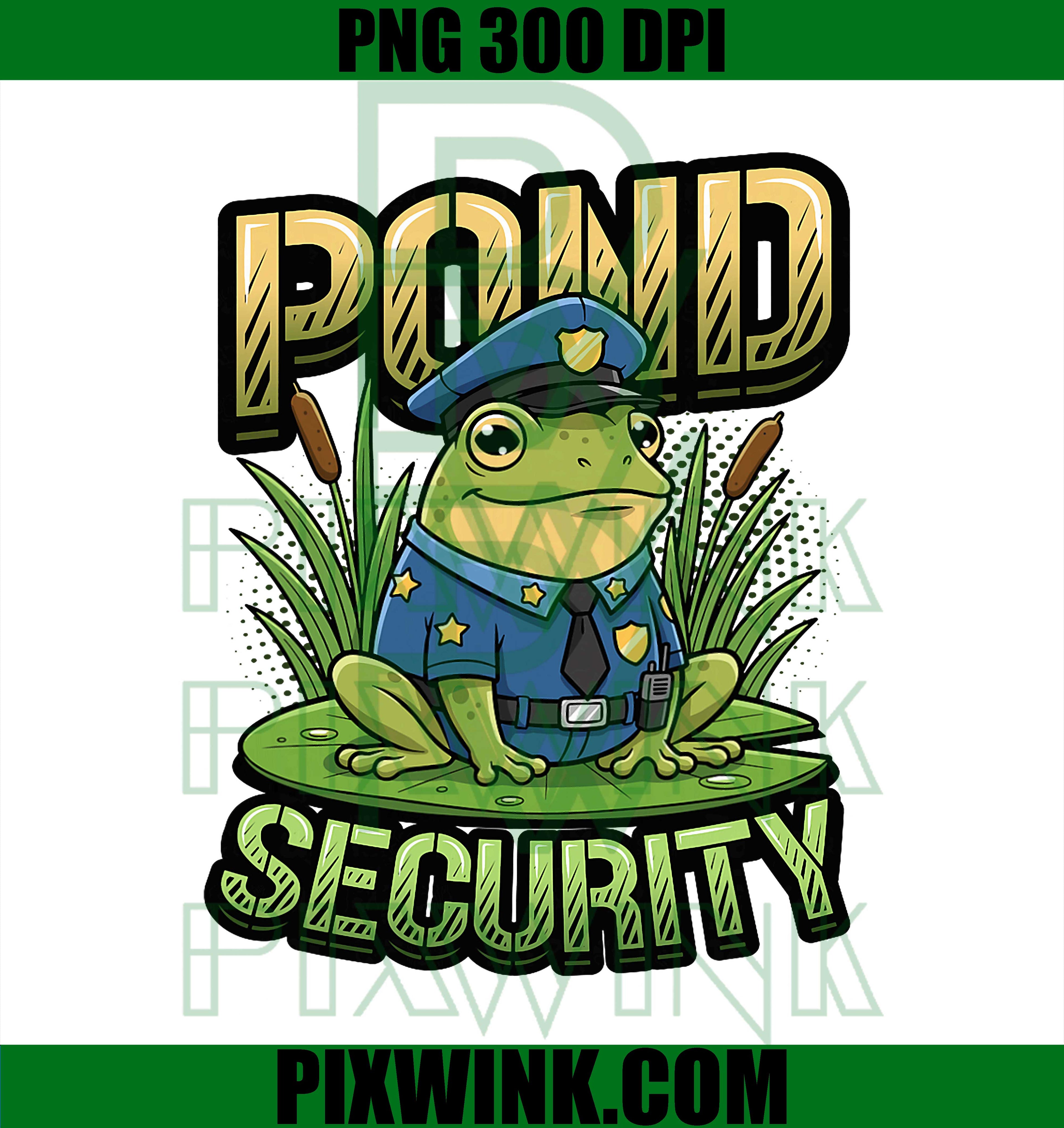 Pond Security Frog Officer PNG, Funny Amphibian Lover Frog PNG