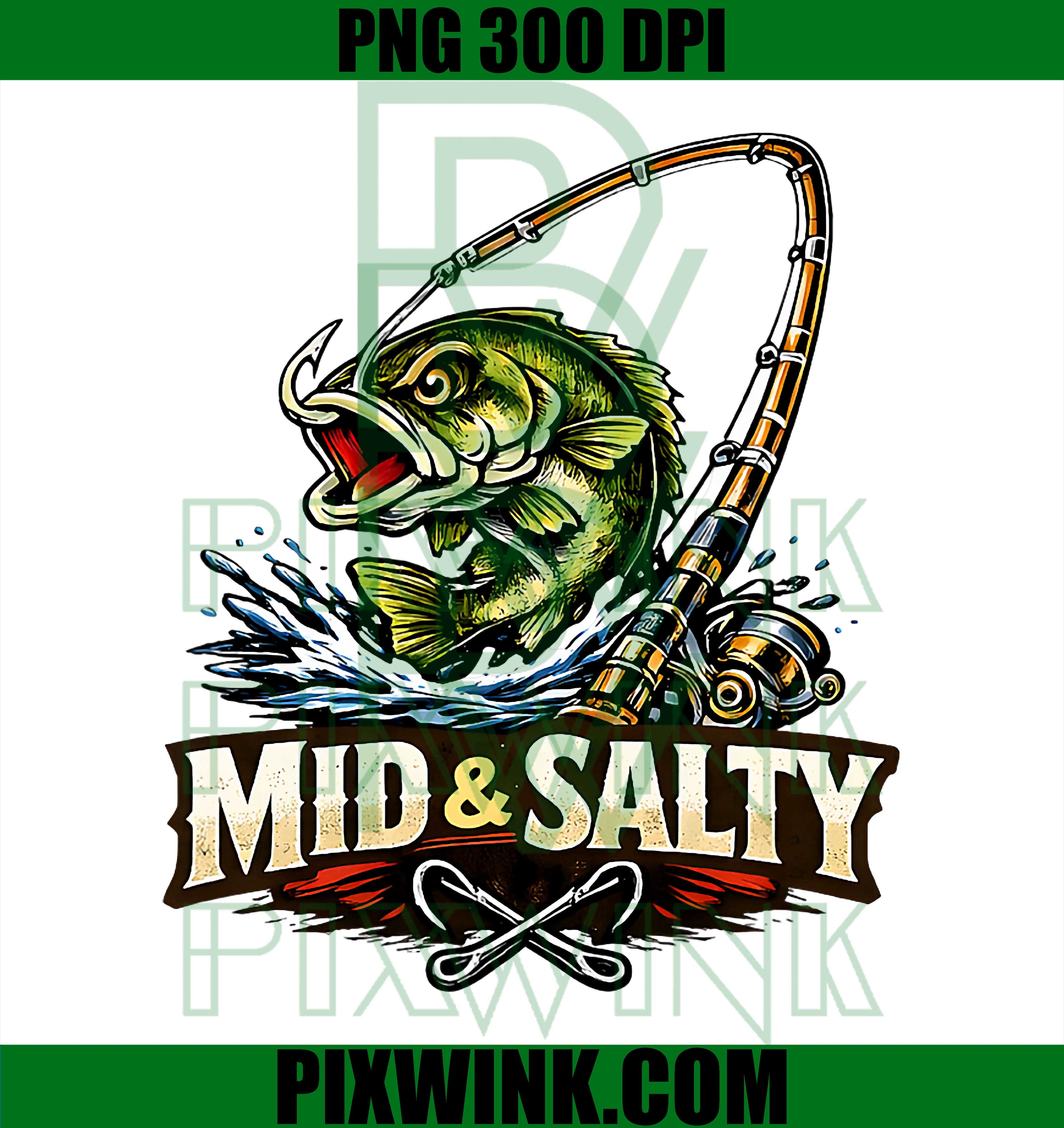 Mid And Salty Angry Bass Fishing PNG, Cool Fisherman Color Design PNG