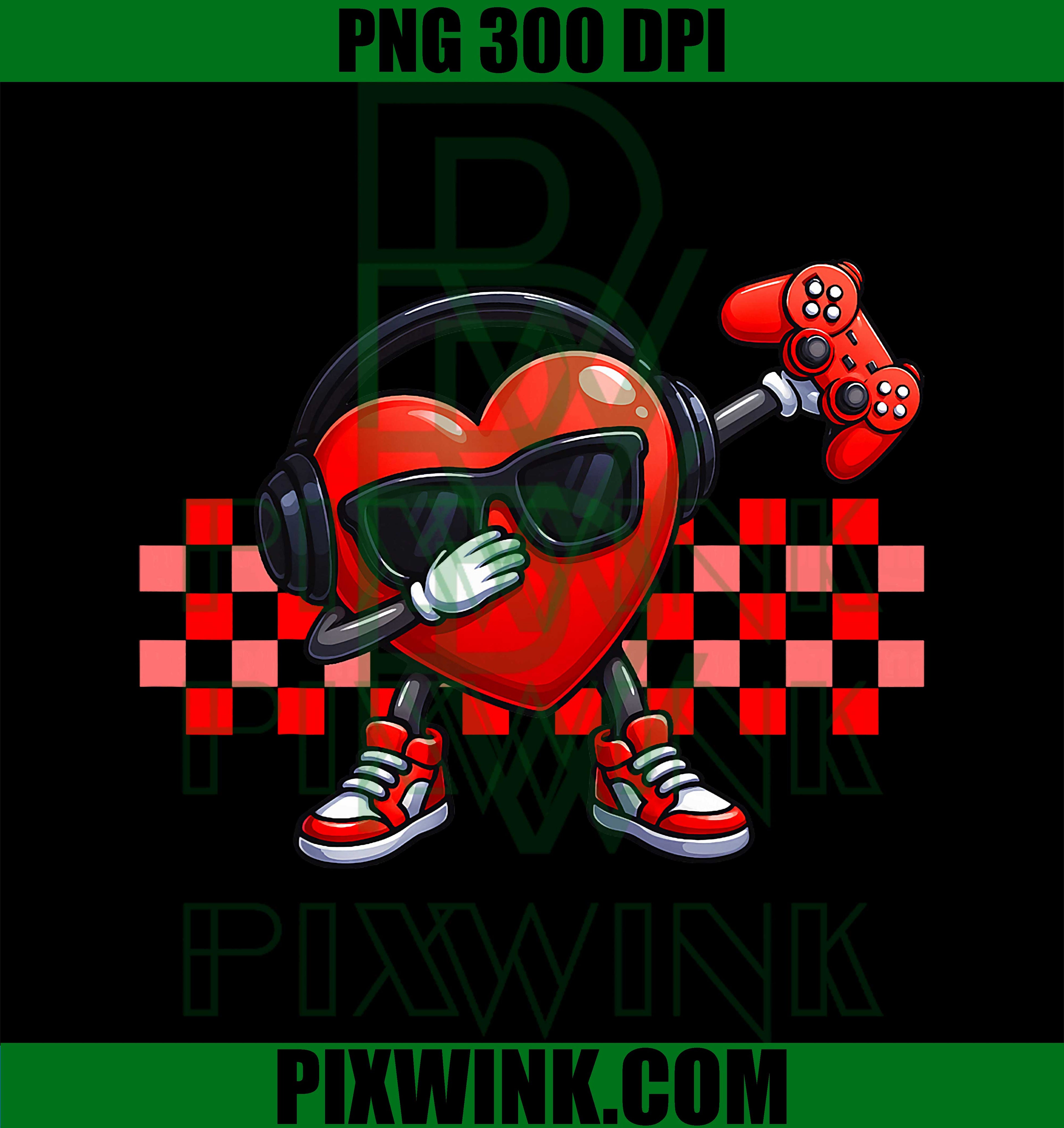 My Kind Valentine Dabbing Heart Gamer PNG, Gaming Boys Valentine PNG