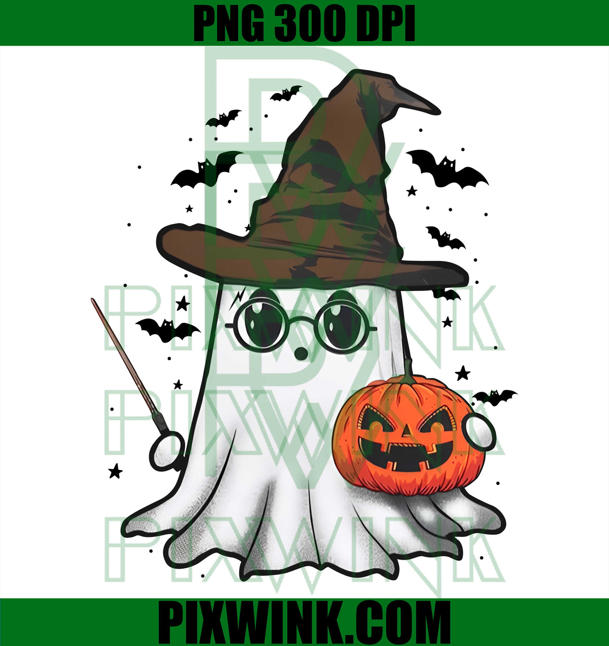 Wizard Ghost PNG, Halloween Pumpkin PNG, Magical Spooky PNG