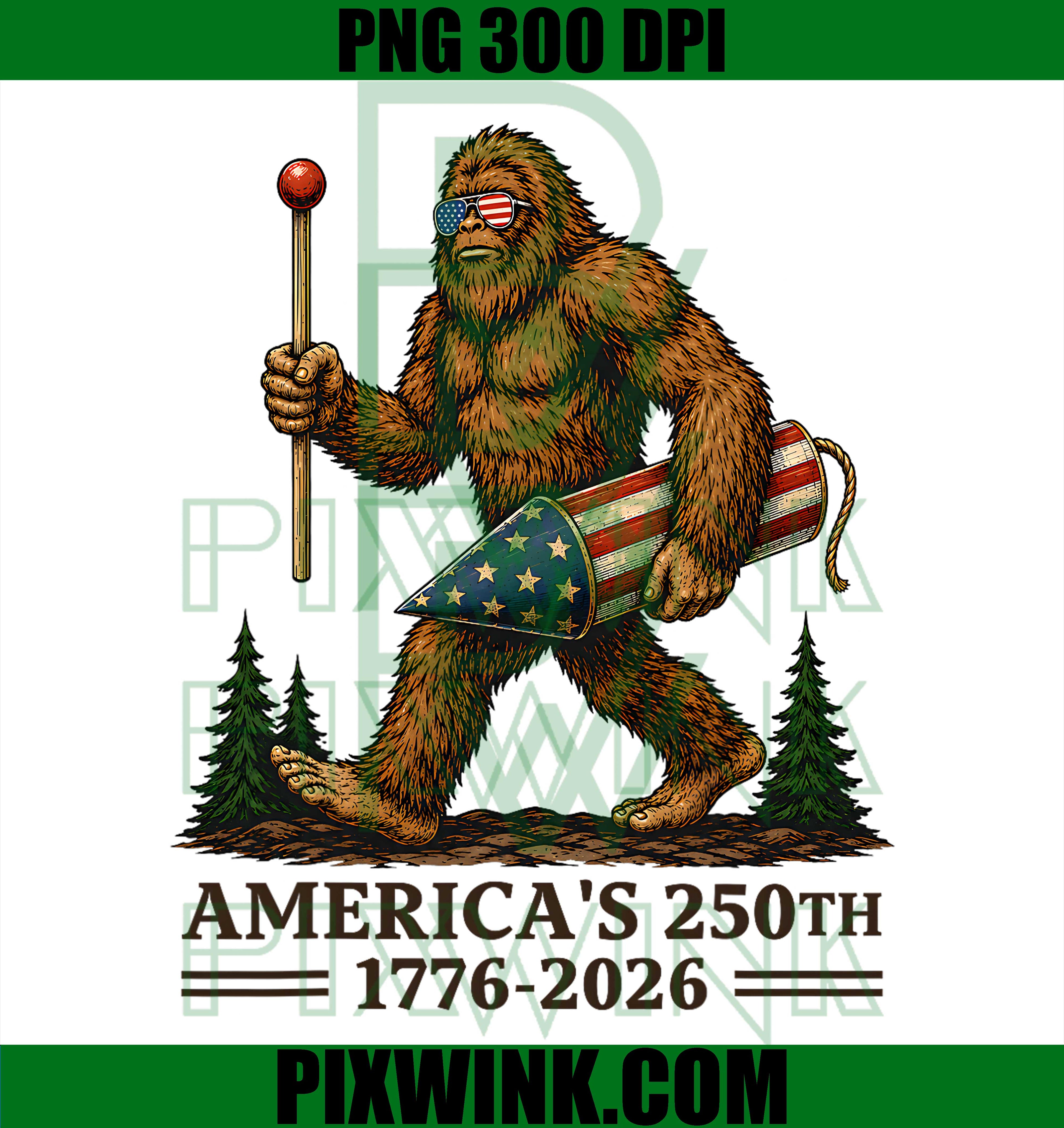 Bigfoot Fireworks PNG, America 250th Anniversary 250 Years PNG