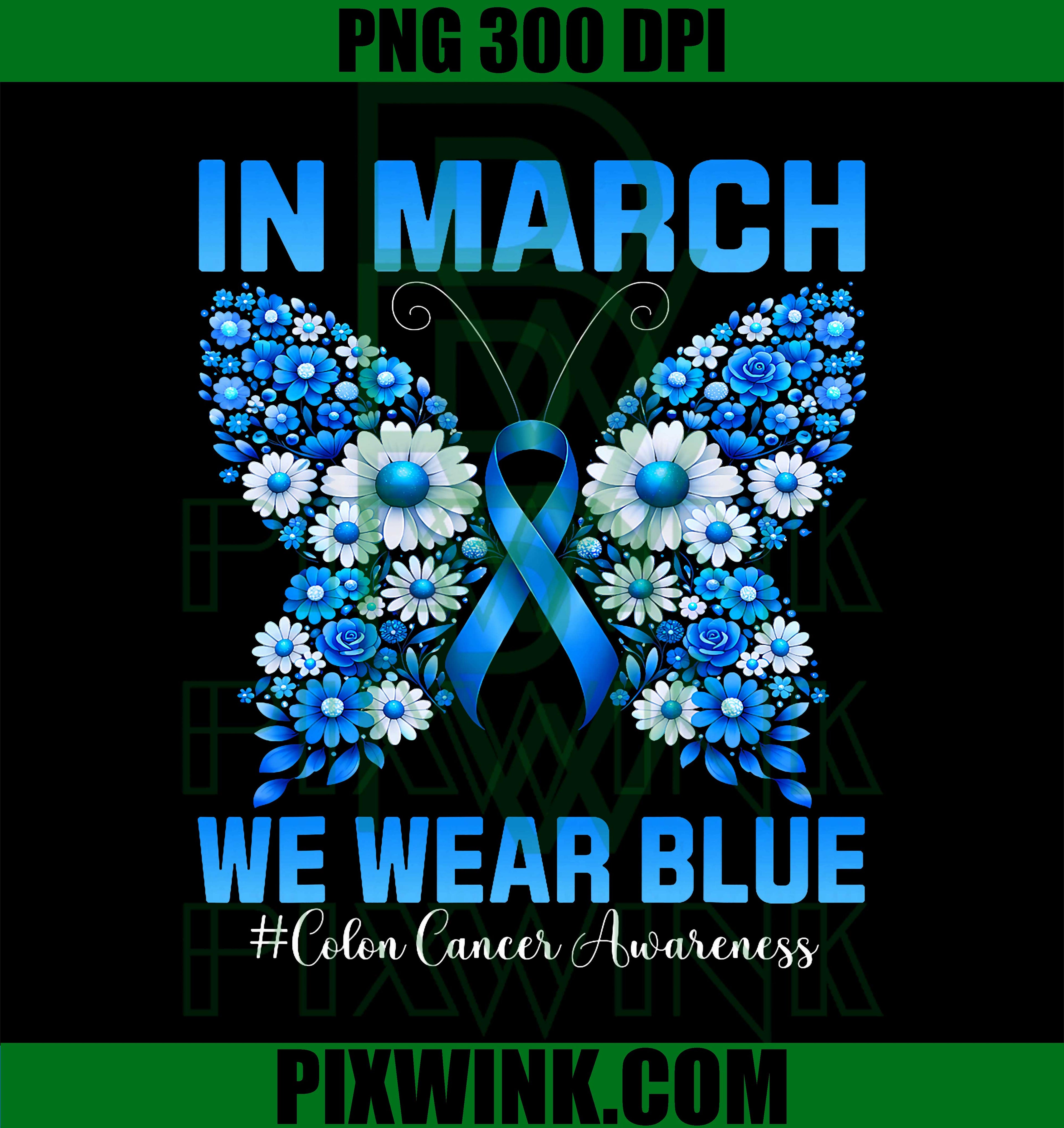Colorectal Colon Cancer Awareness PNG, Blue Ribbon Butterfly PNG