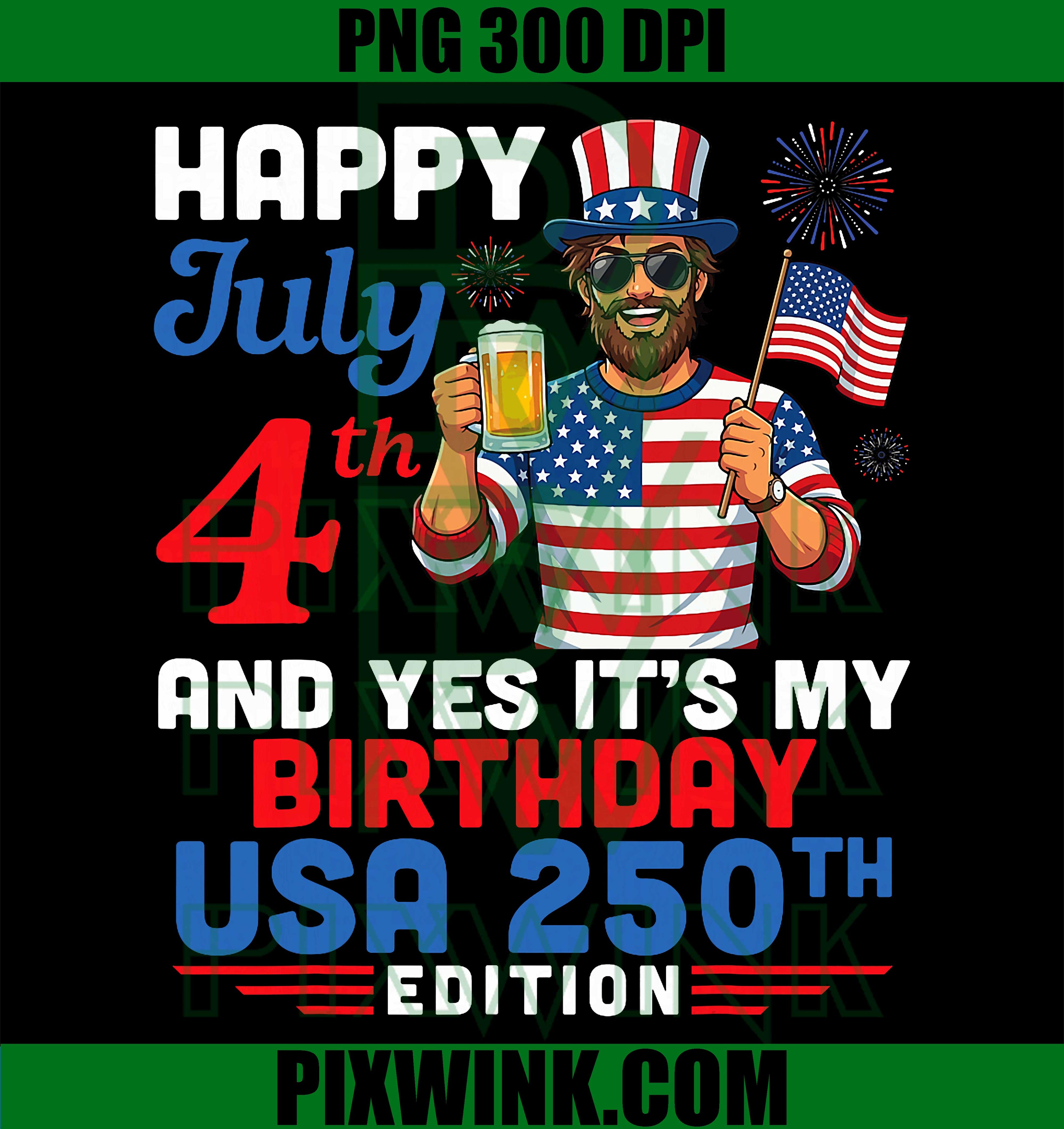 Happy 4th Of July Beer PNG, America 250 Years Freedom PNG