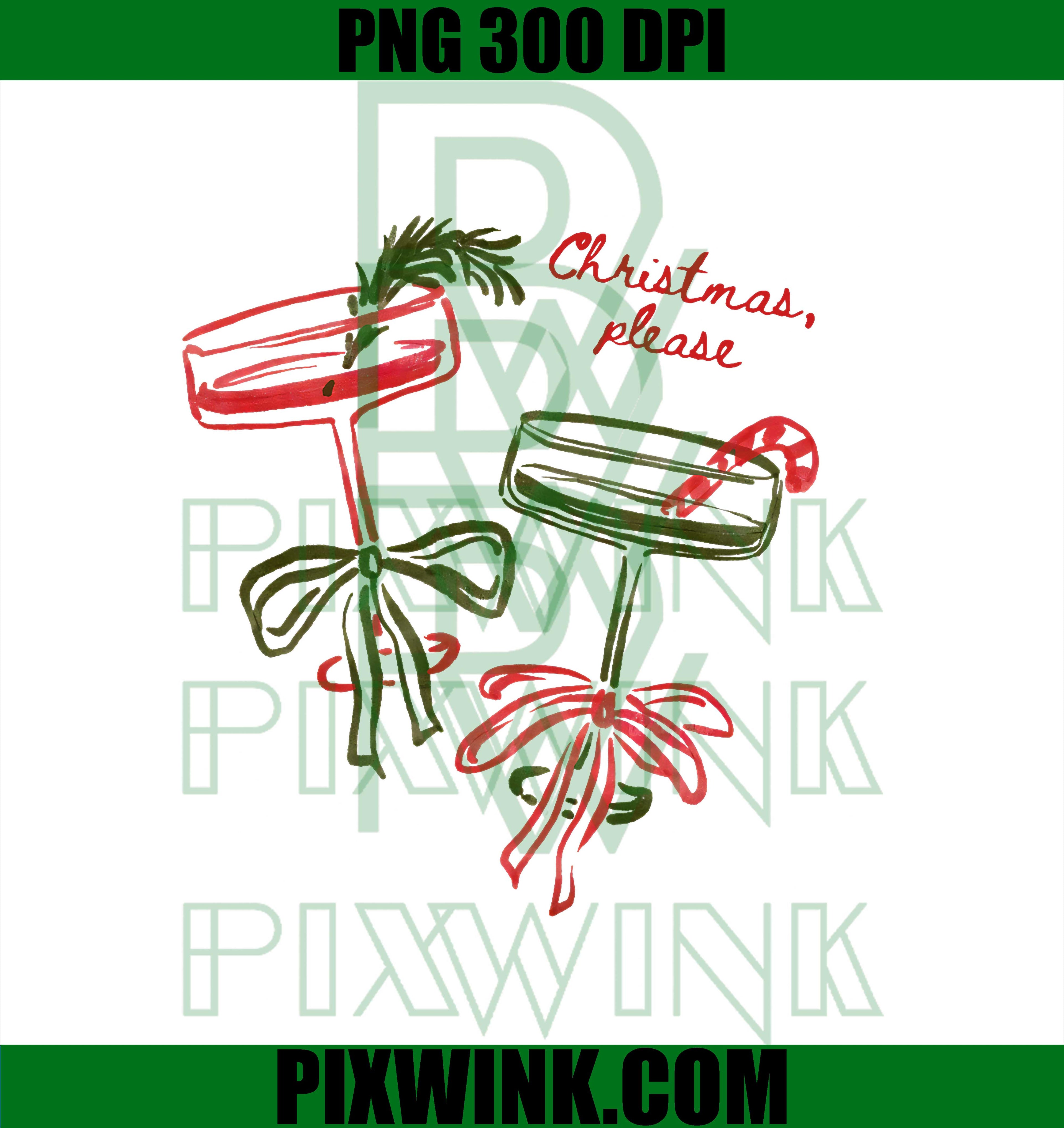 Christmas Please Retro Festive Cocktail Xmas Holiday Drink PNG