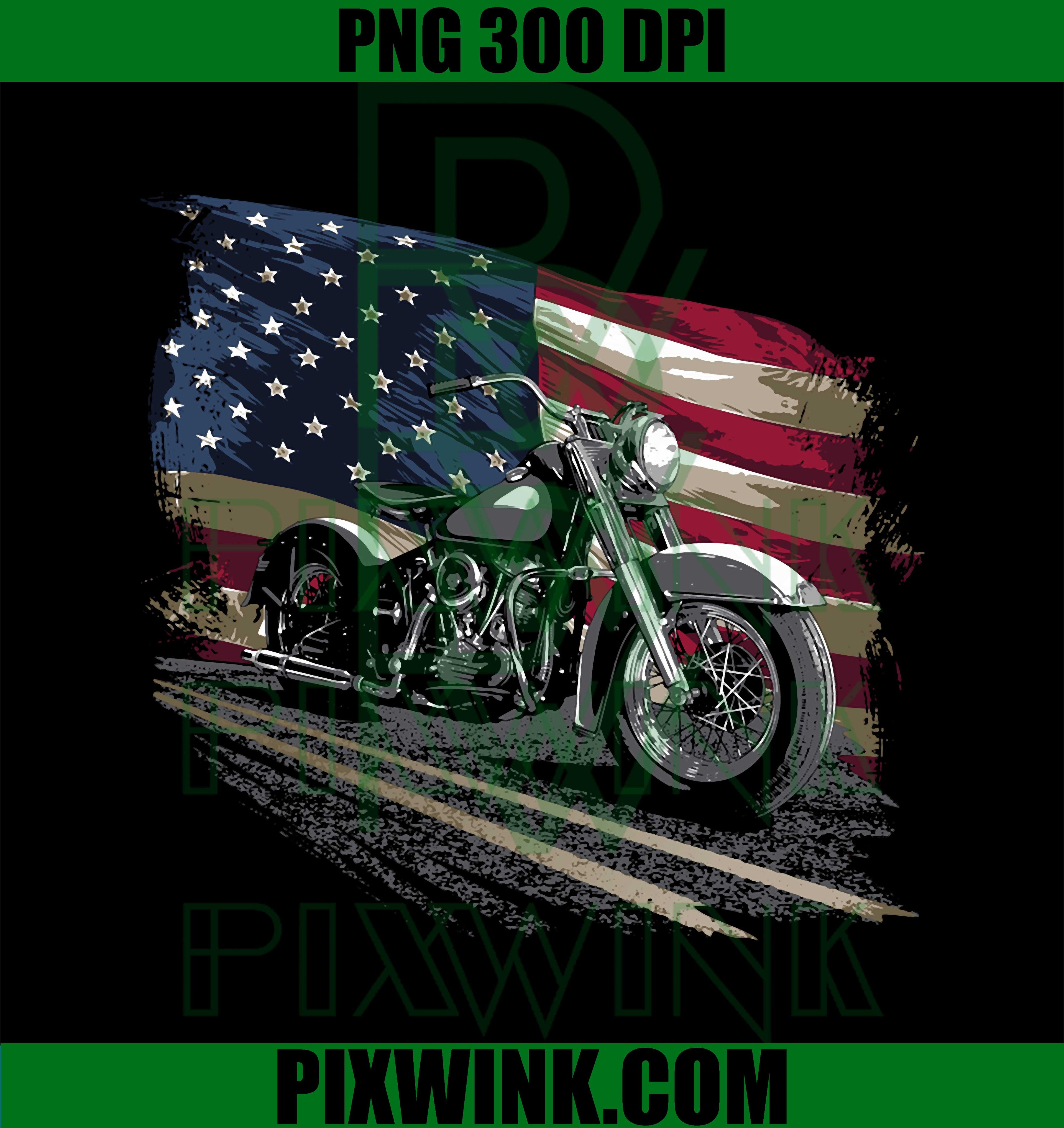 Motorcycle Distressed American Flag PNG