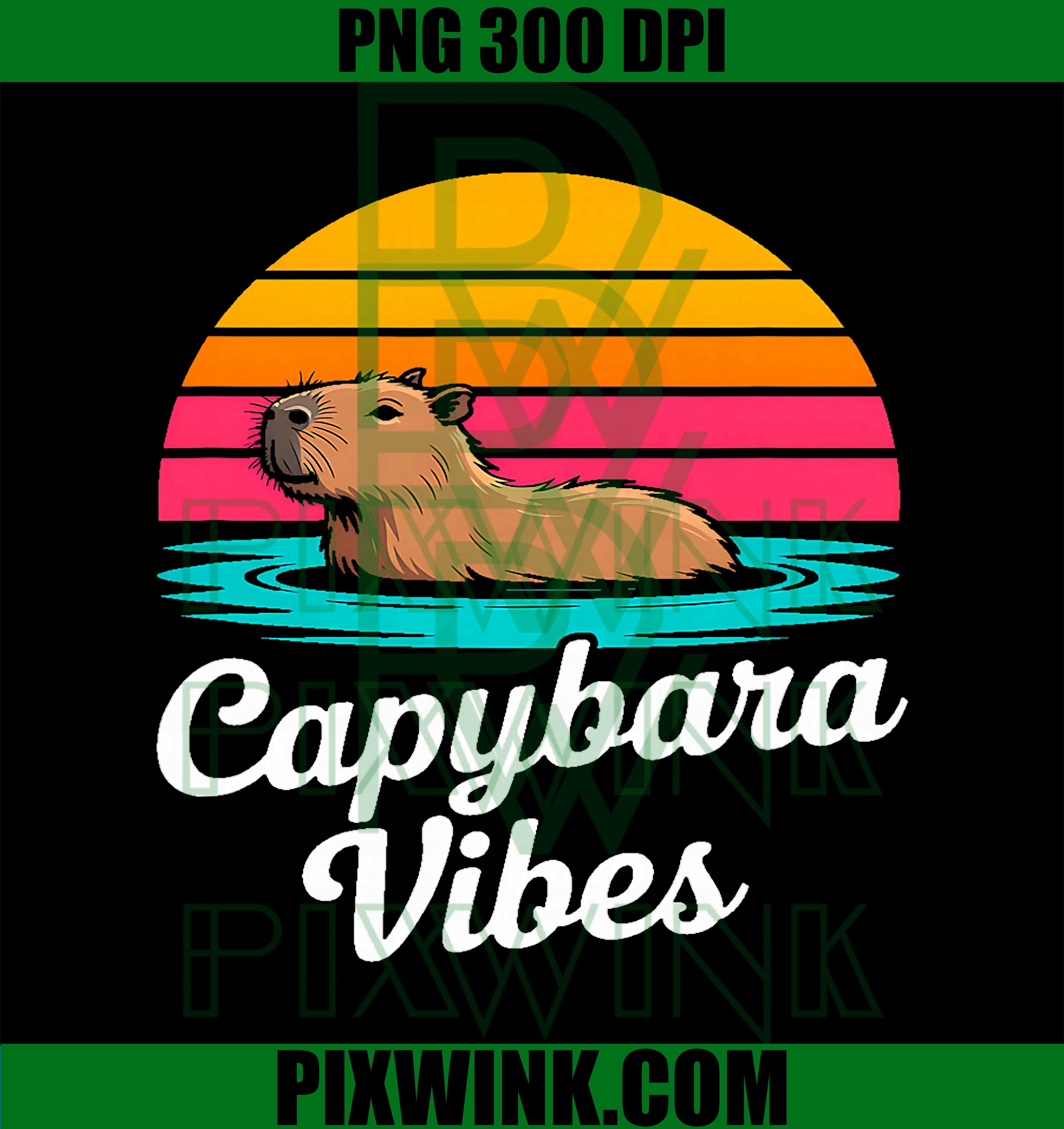 Capybara Vibes Relaxed PNG, Retro Aesthetic PNG