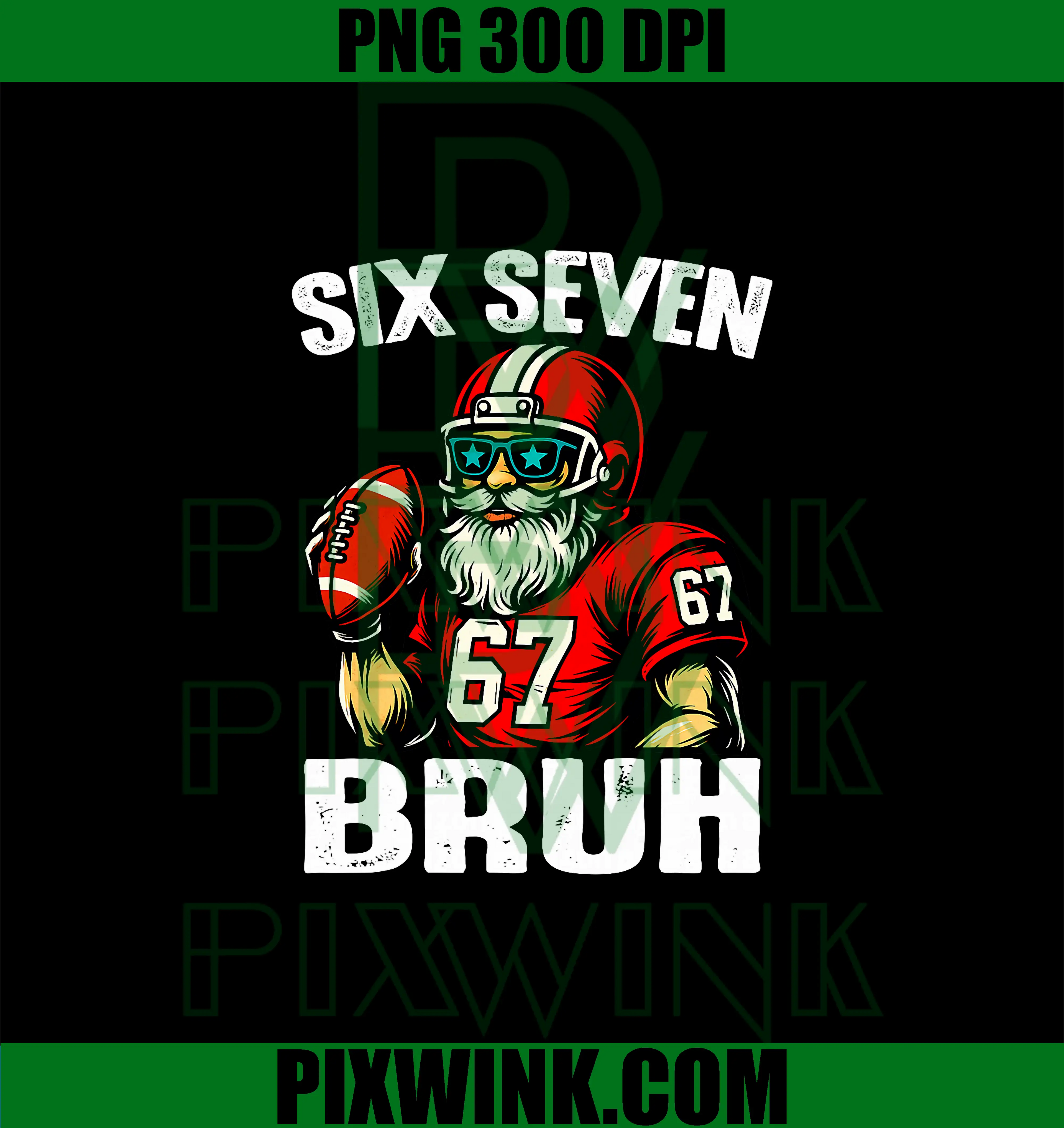 67 Bruh Meme Christmas PNG, Football Santa Six Seven PNG