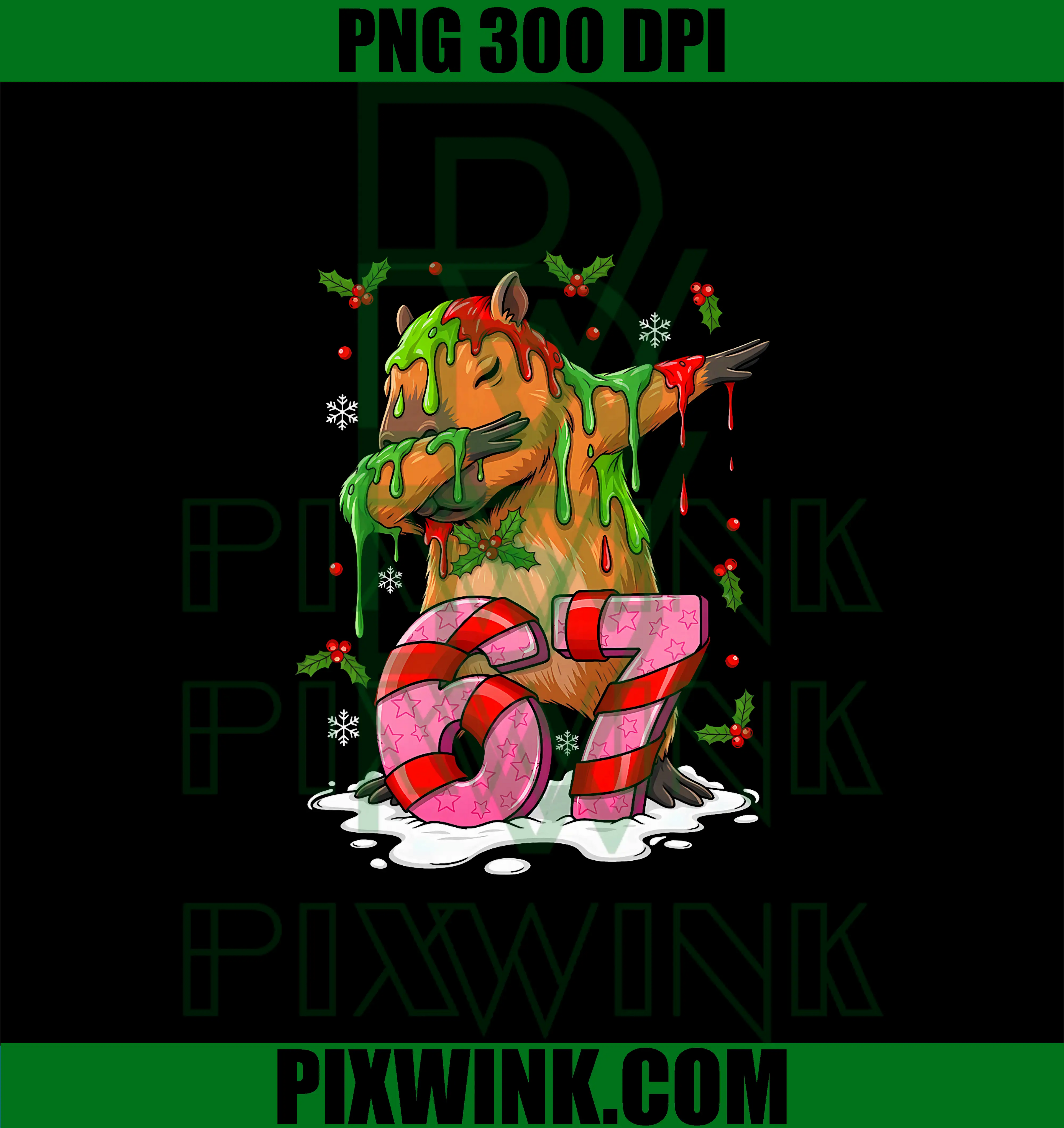 Brainrot Capybara 67 PNG, 67 Christmas Funny PNG