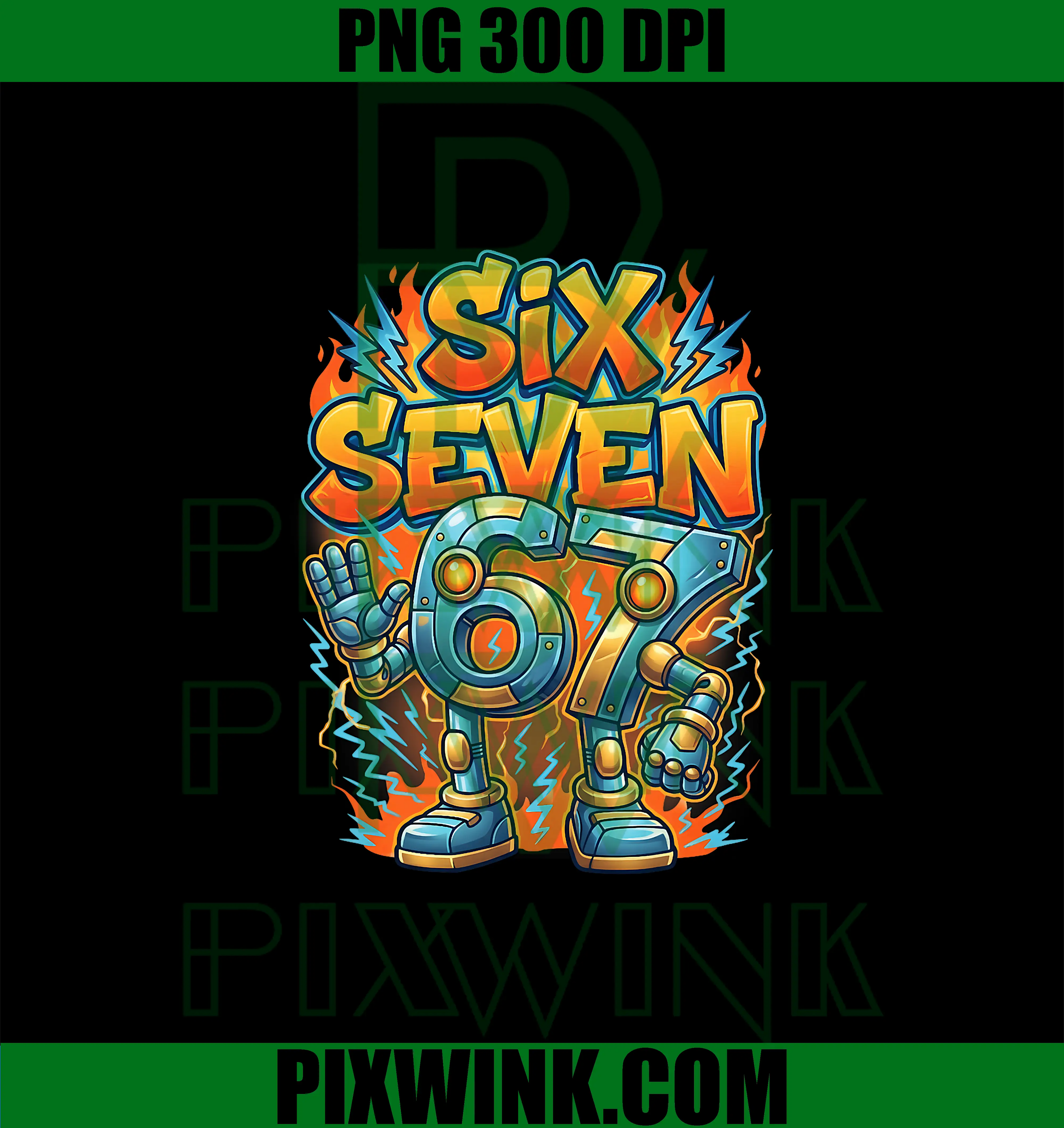 6-7 Funny Brainrot Gaming PNG, 67 Six Seven Meme PNG