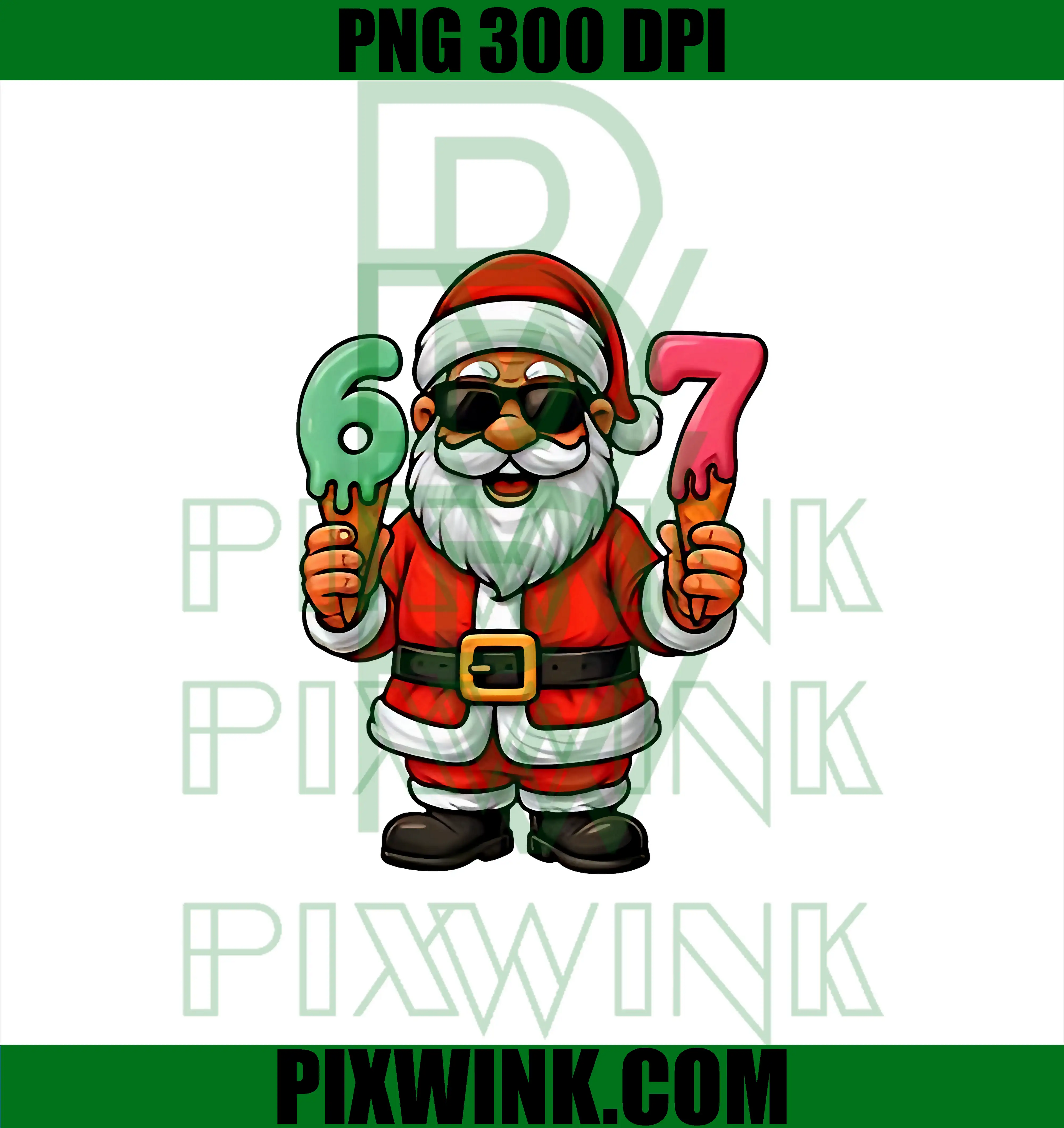 67 Six Seven Santa Cream PNG, Meme Christmas Funny PNG