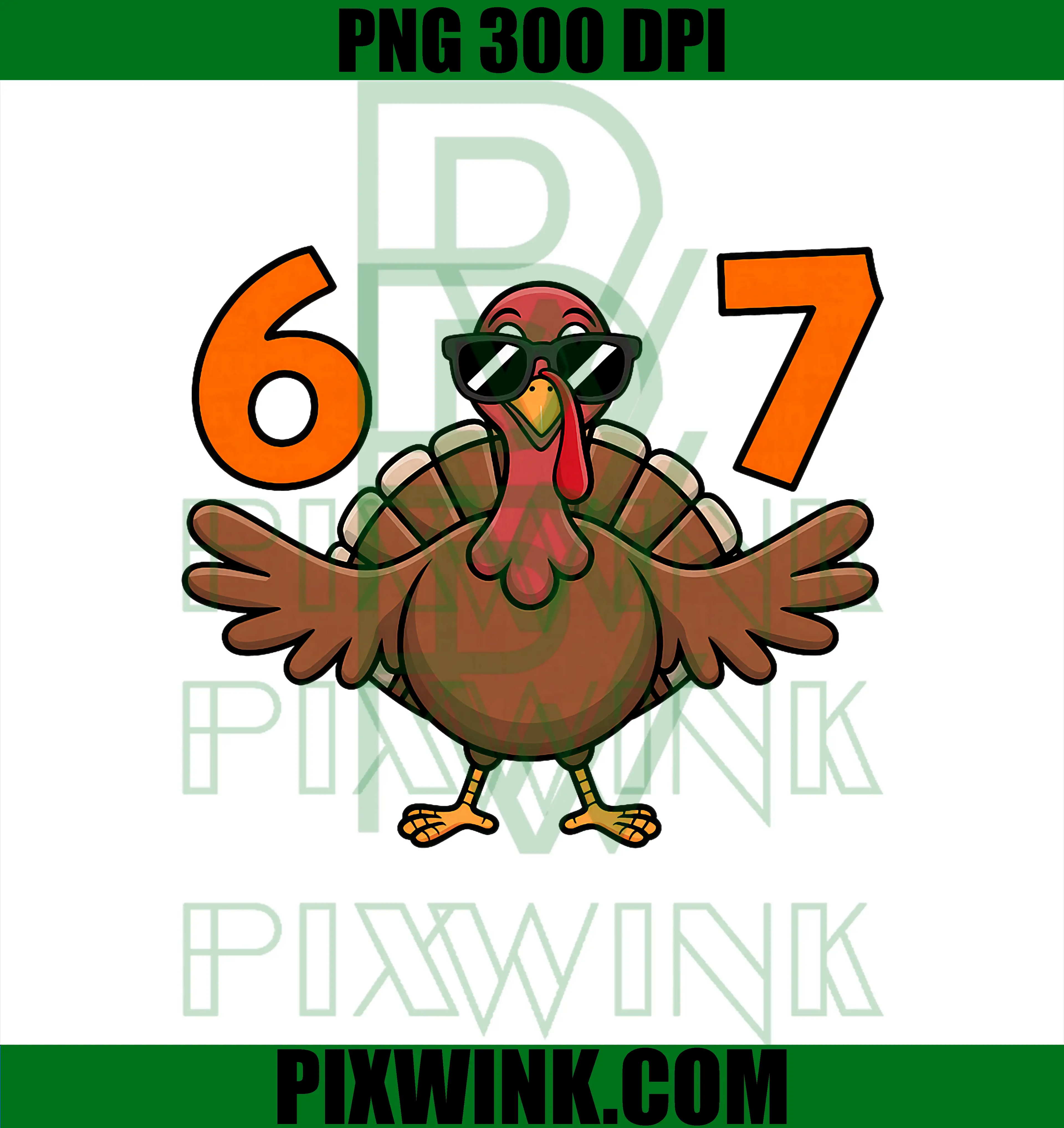 Turkey Wearing Shades 67 PNG, Cute Thanksgiving Bird Art PNG