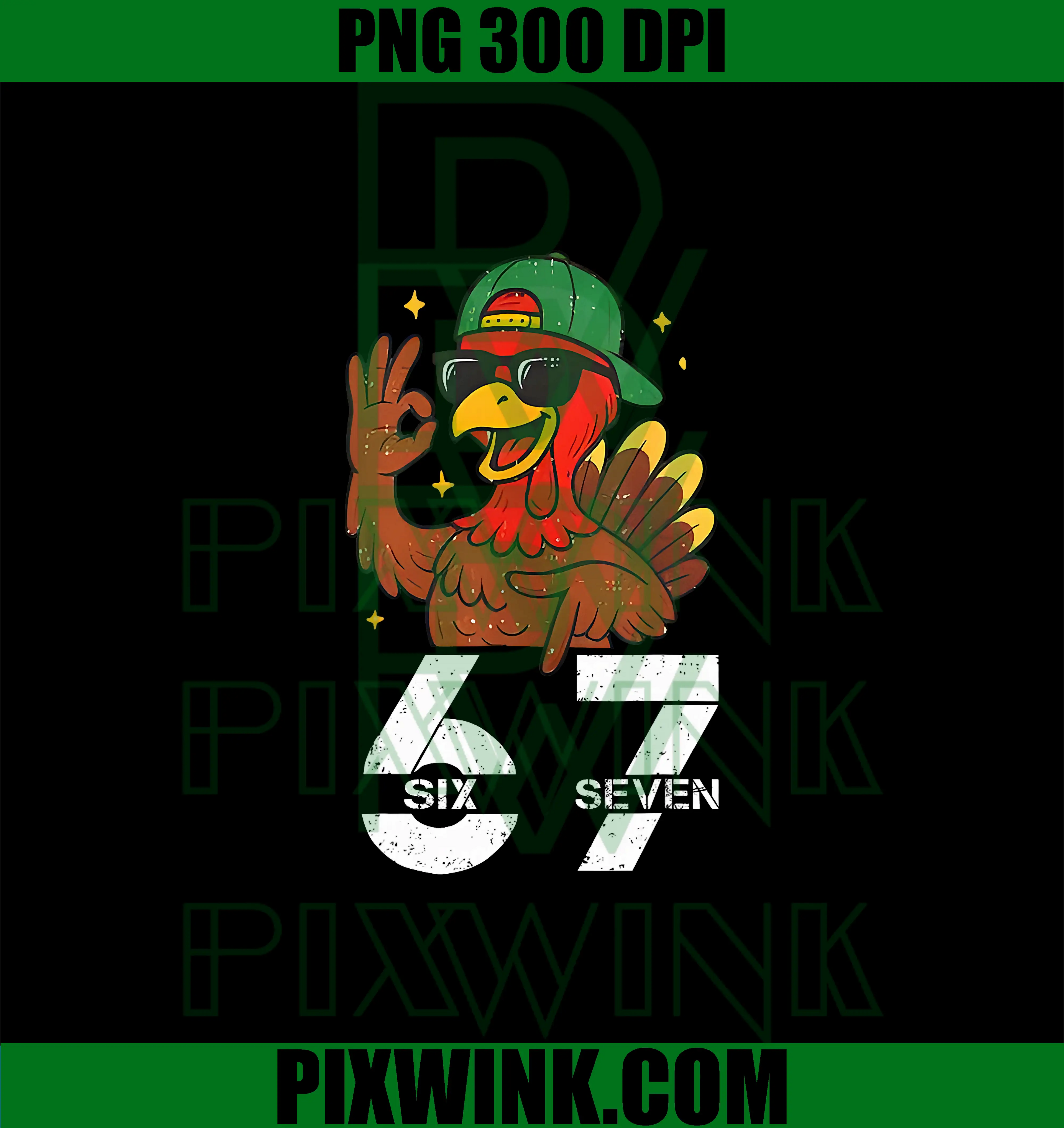 Turkey Wearing Cap 67 PNG, Funny Six Seven Thanksgiving PNG
