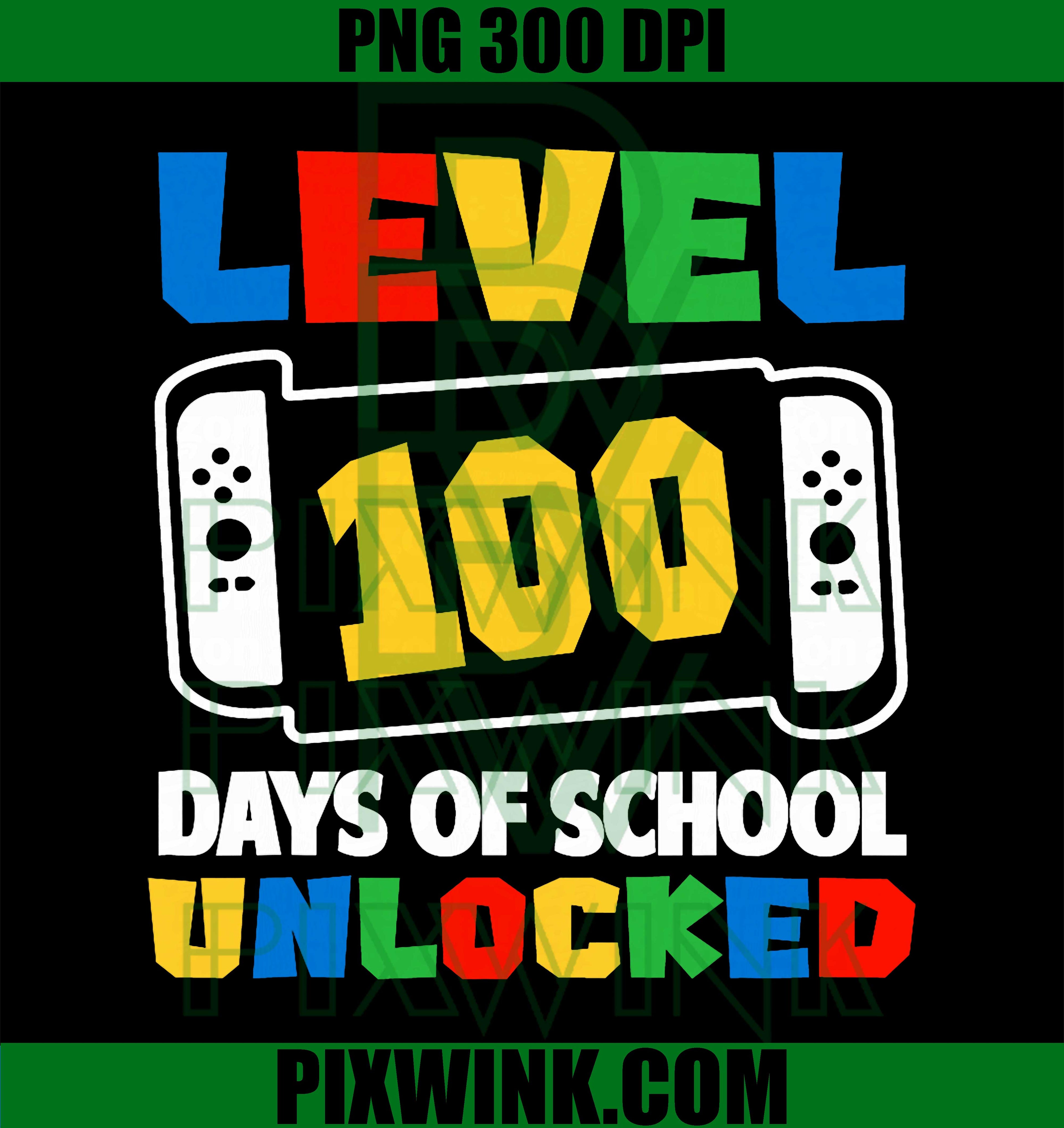 100 Days Of School PNG, Level 100 School PNG, School Gamer PNG