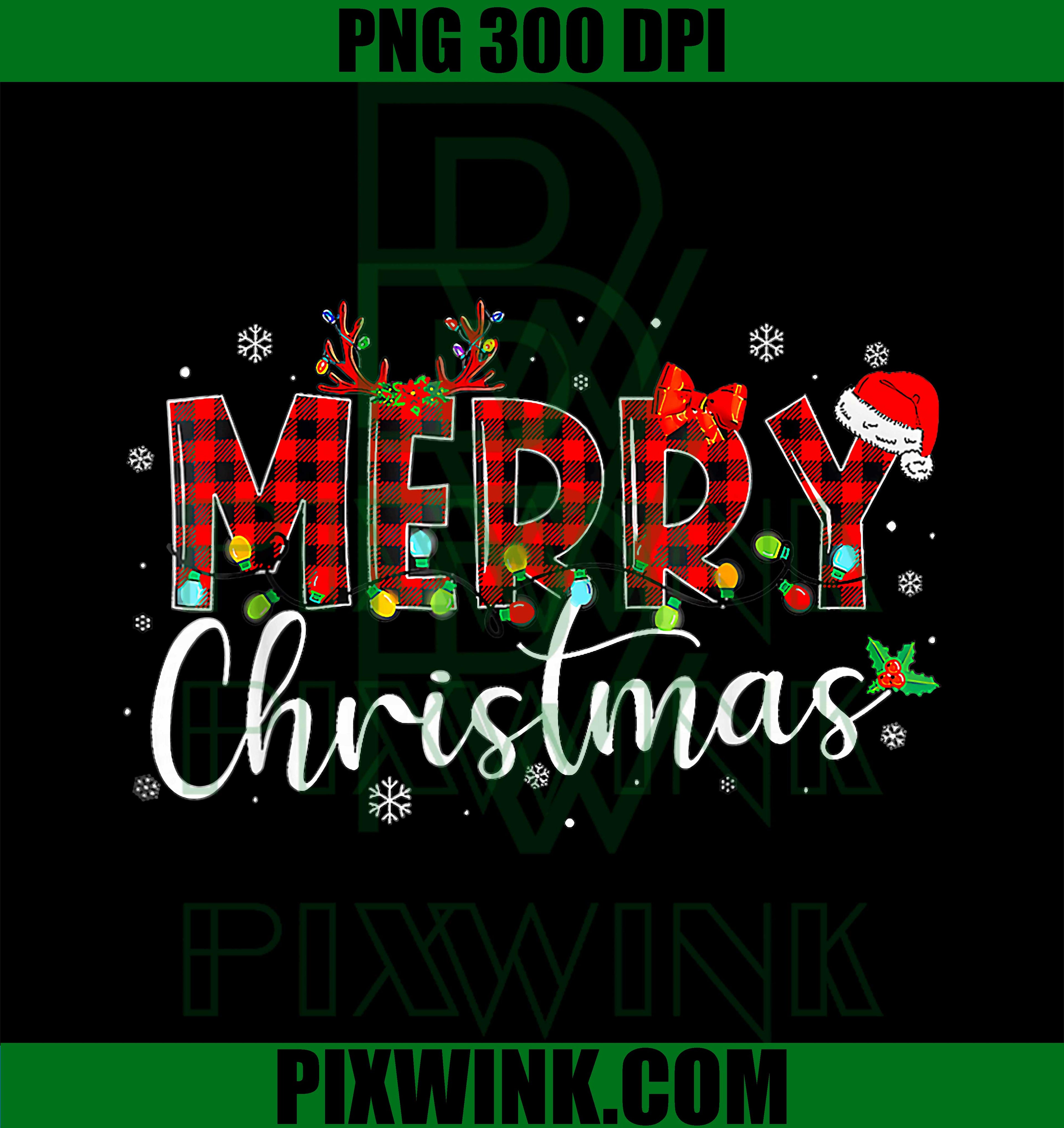 Merry Christmas Buffalo Plaid PNG