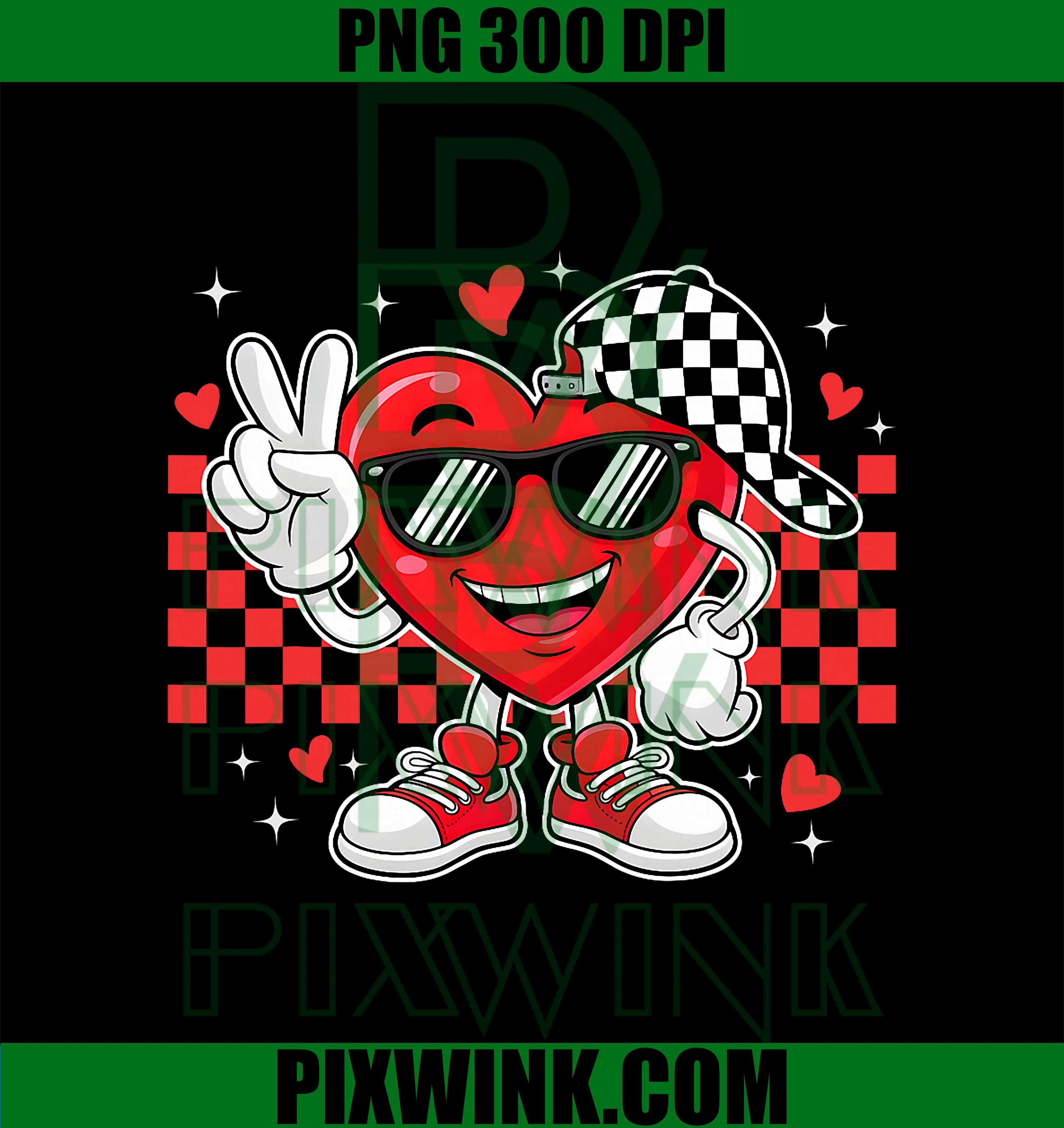 Cool Heart Peace Valentine Retro Style Men PNG