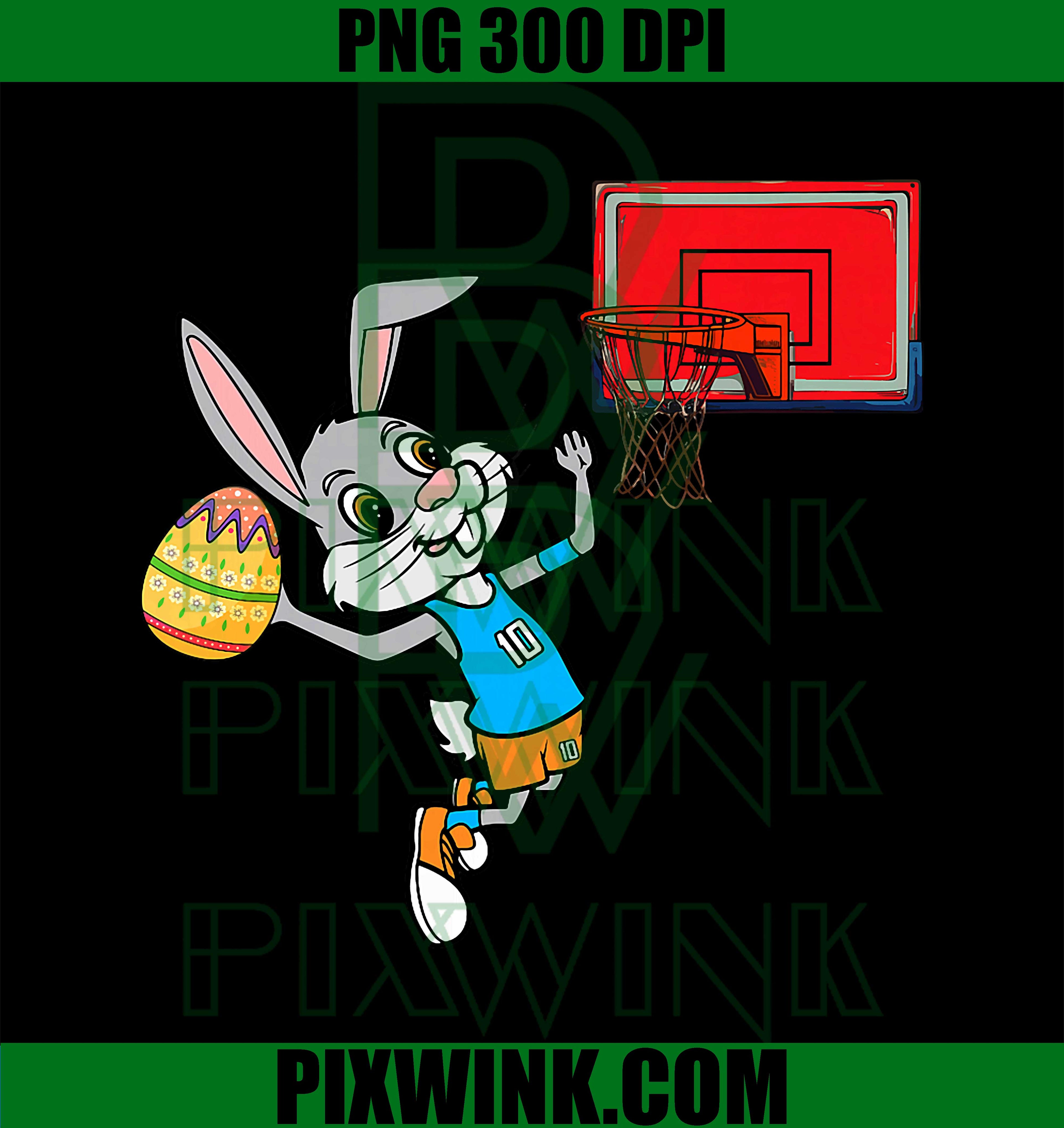 Happy Easter Basketball Bunny PNG, Bunny Dunk Easter Egg Sports PNG