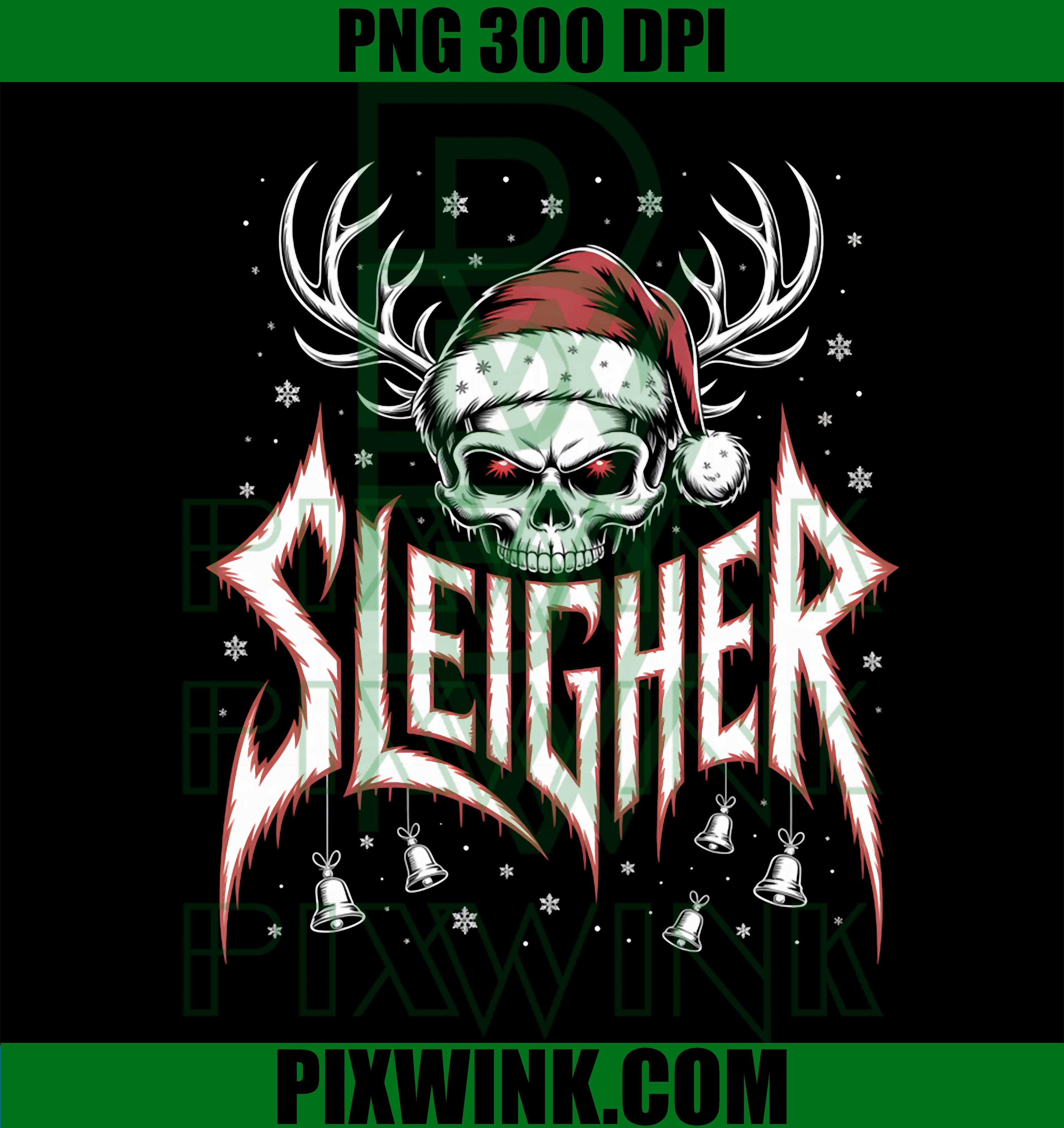 Sleigher Antler Skull Santa Christmas PNG