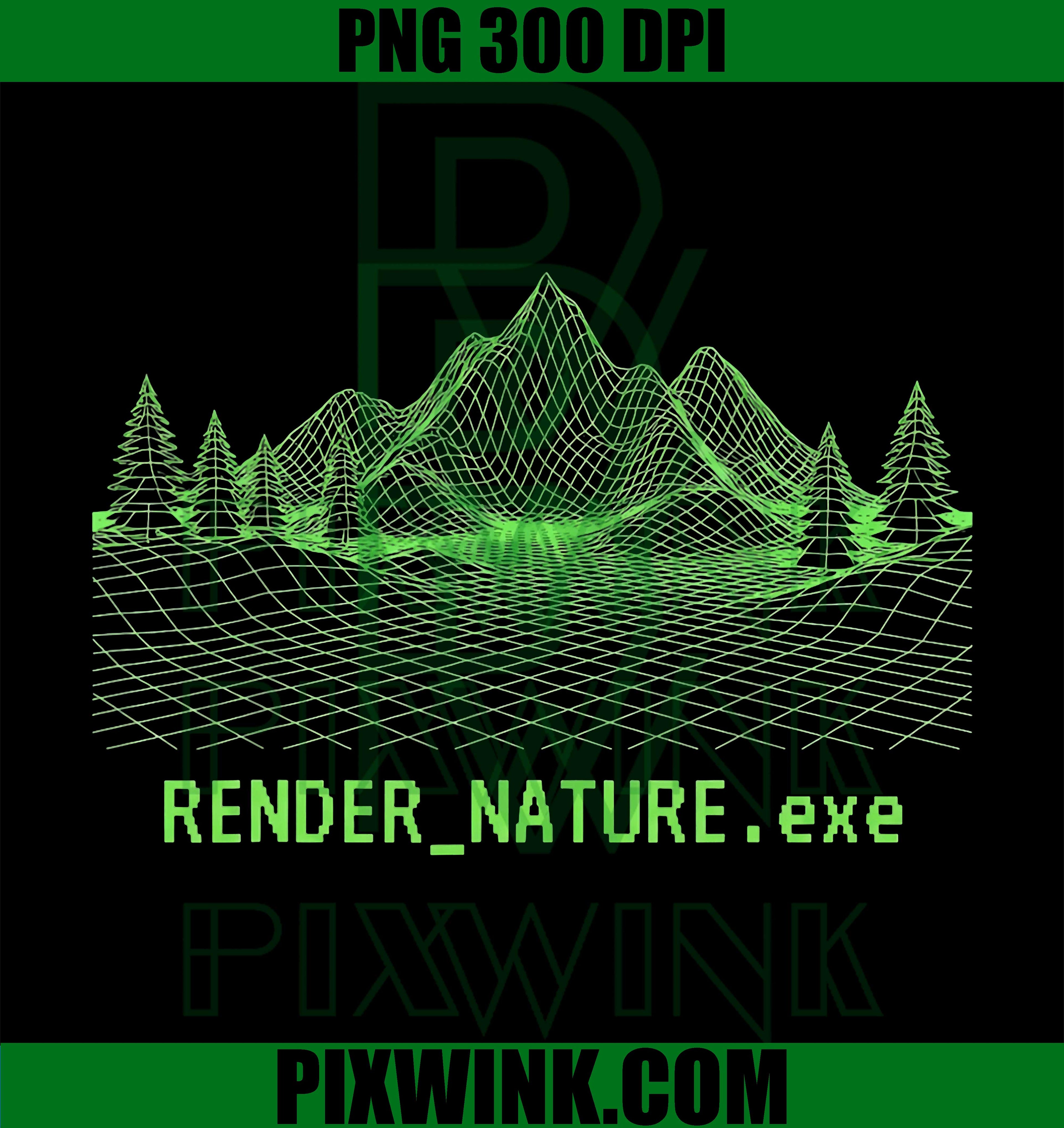 Wireframe Landscape Techwear PNG, Glitch Nature Render Design PNG