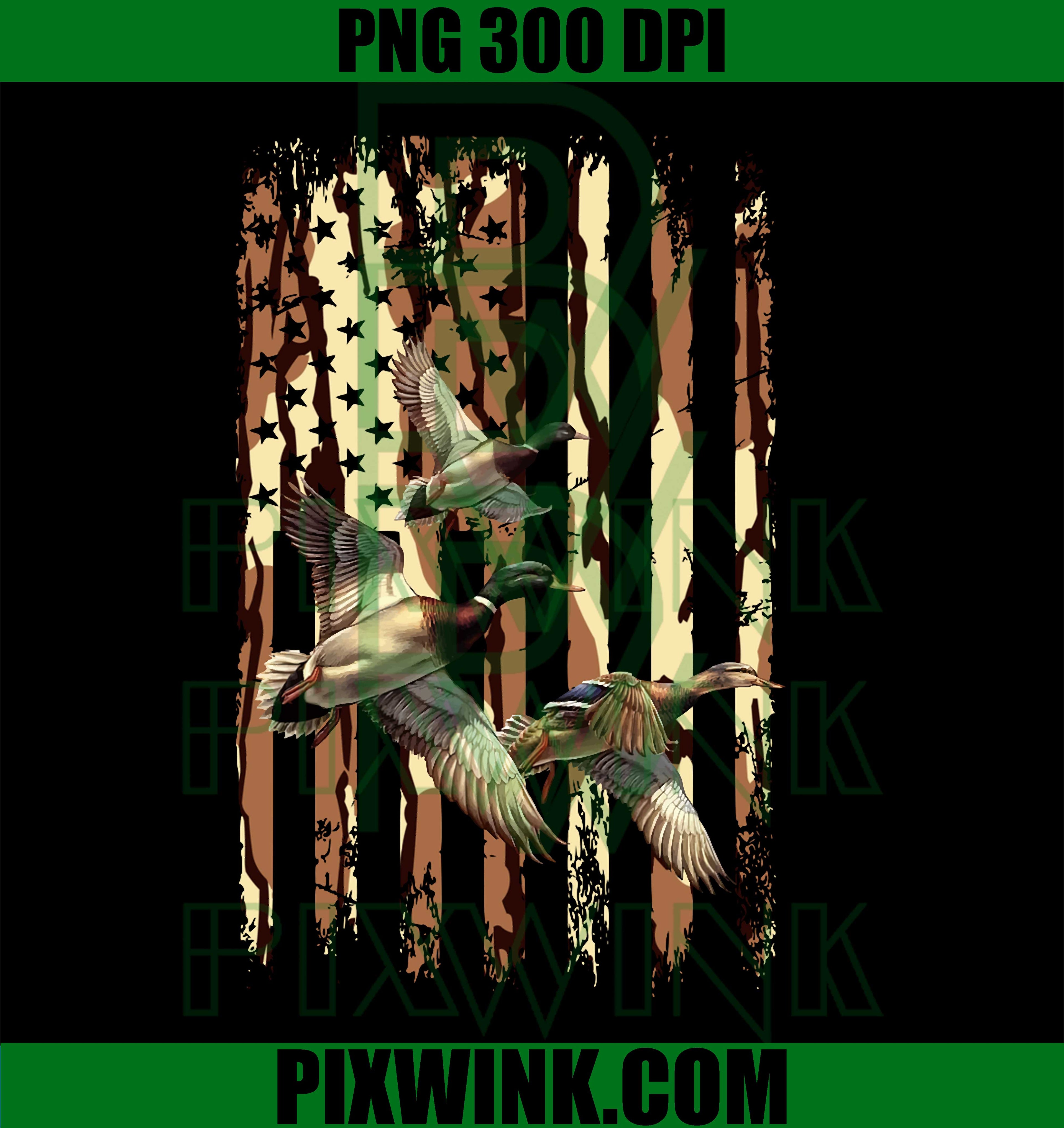 Duck Hunt American Flag Waterfowl Hunting Bottom Lands Camo PNG