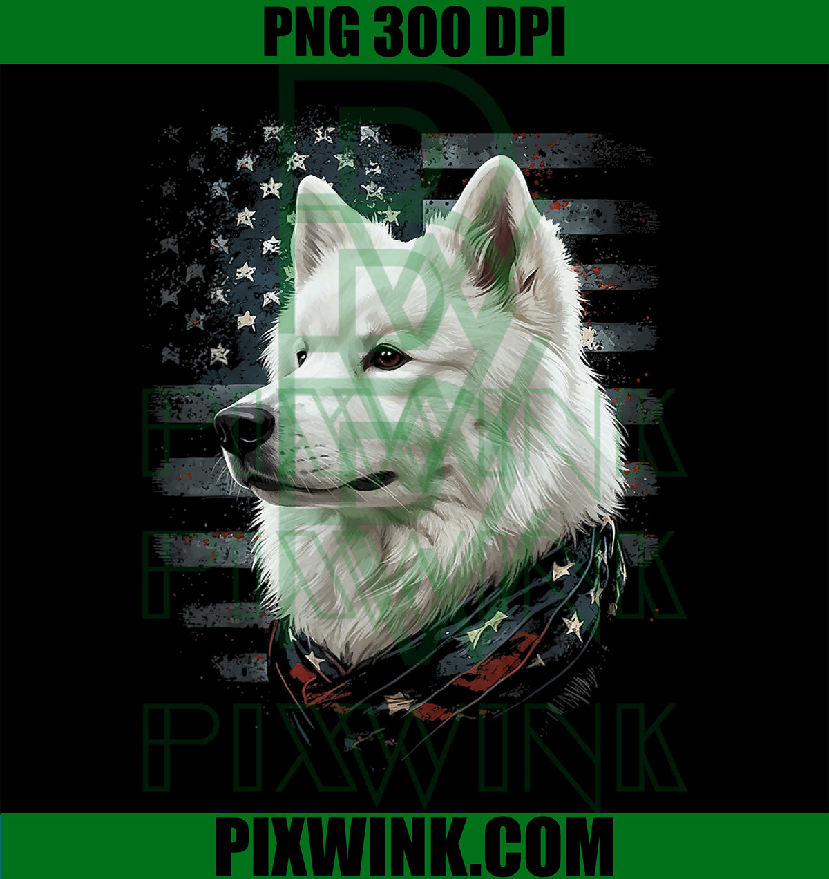 Samoyed Dog American Flag Patriotic Vintage USA Style PNG Design