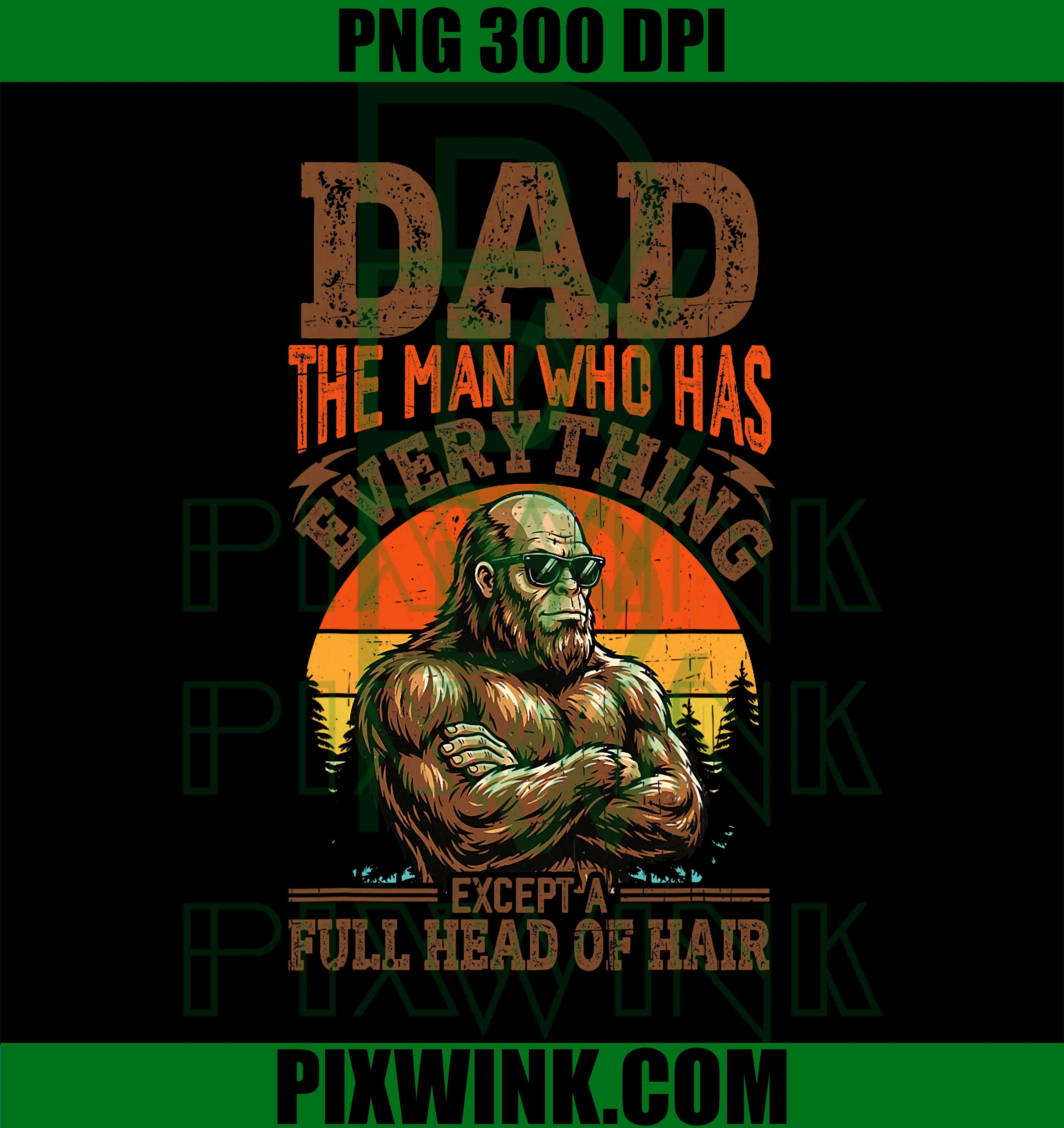 Bigfoot Dad PNG, Funny Bald Dad PNG, Retro Sasquatch PNG