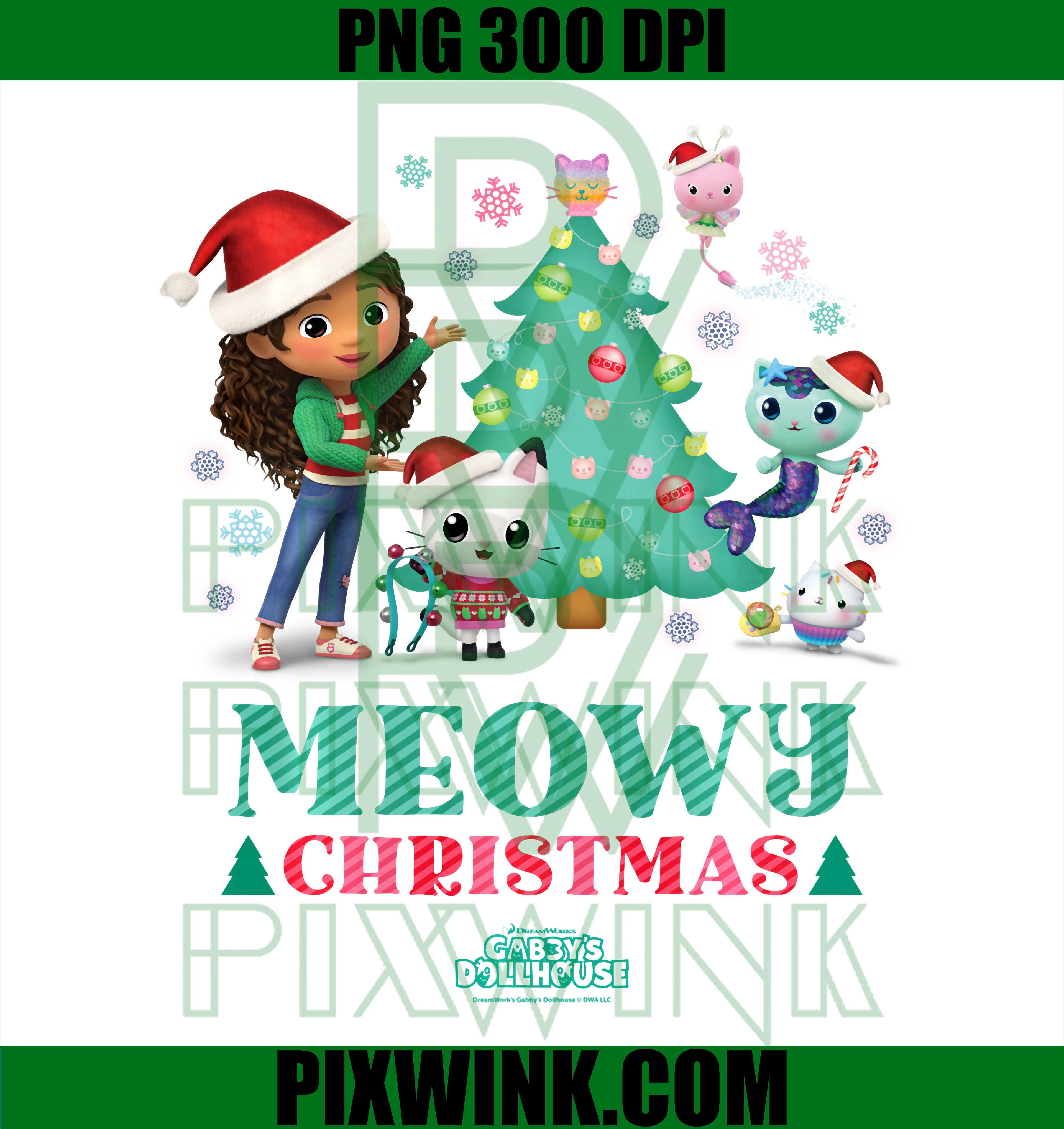 Gabby’s Dollhouse Meowy Christmas PNG, Cute Holiday Cat Cartoon PNG