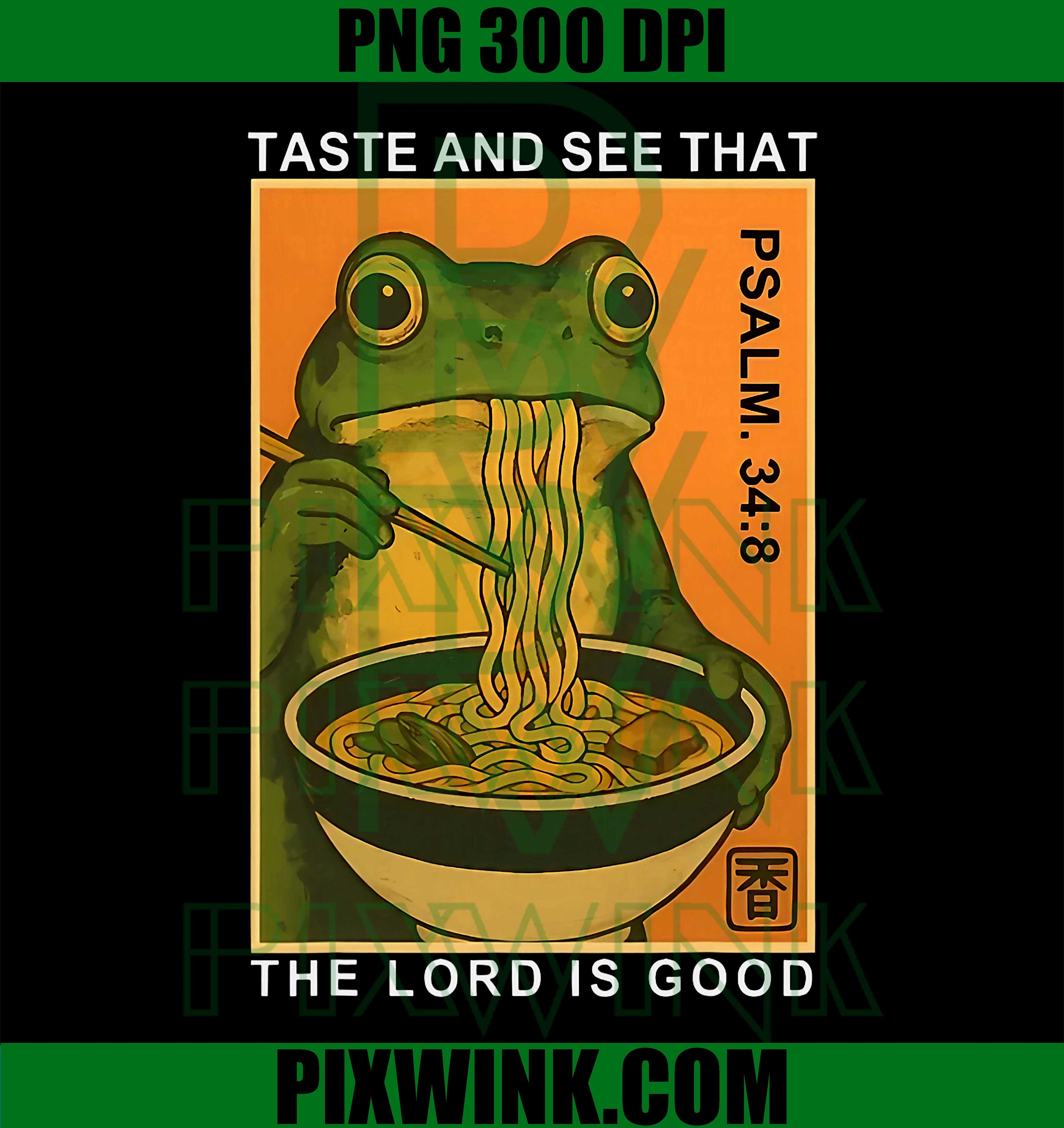 Taste And See PNG, Psalm 34 8 Frog PNG, Japanese Frog Art PNG