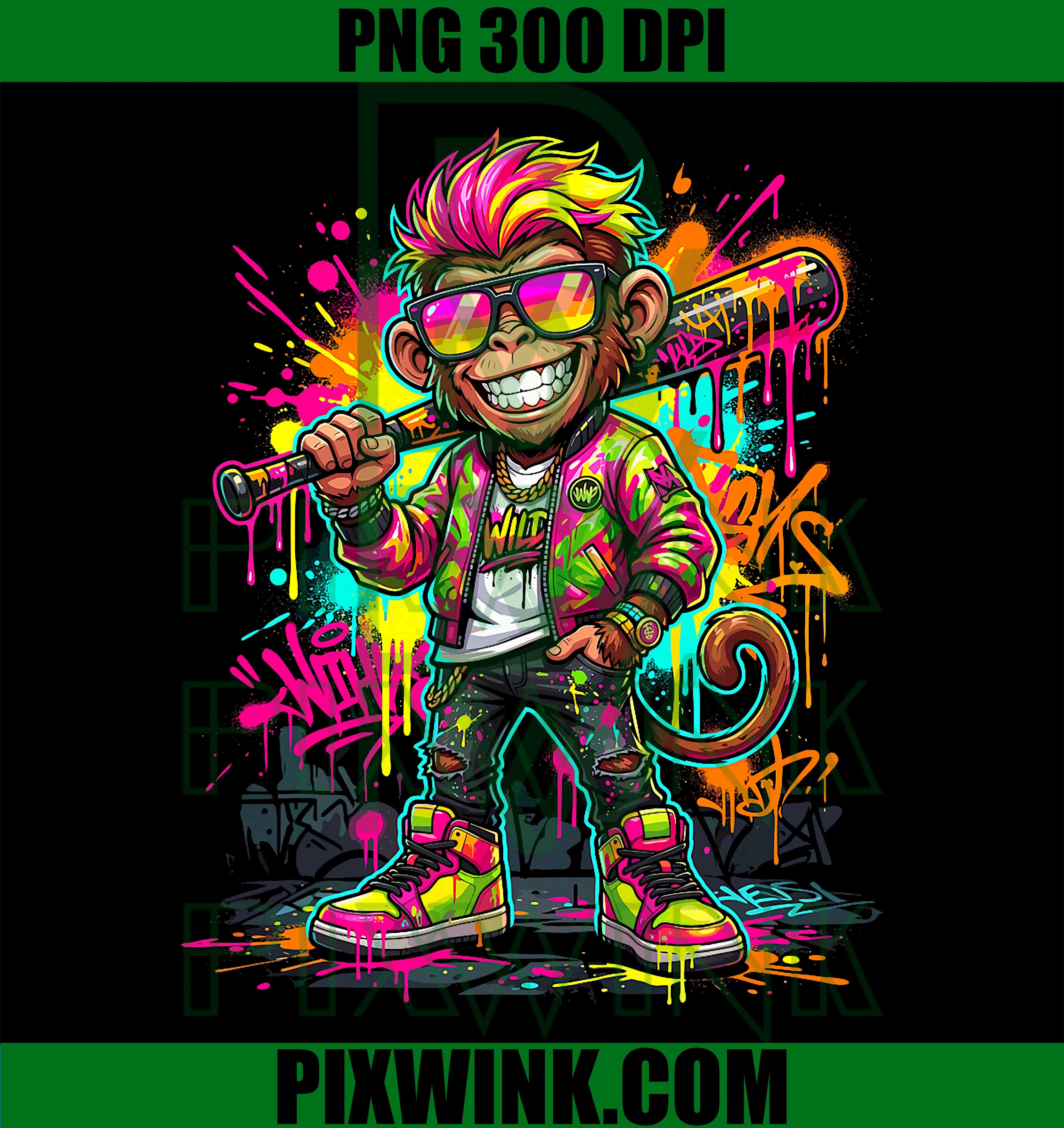 Monkey Baseball Drip PNG, Funny Animal Sport Party PNG