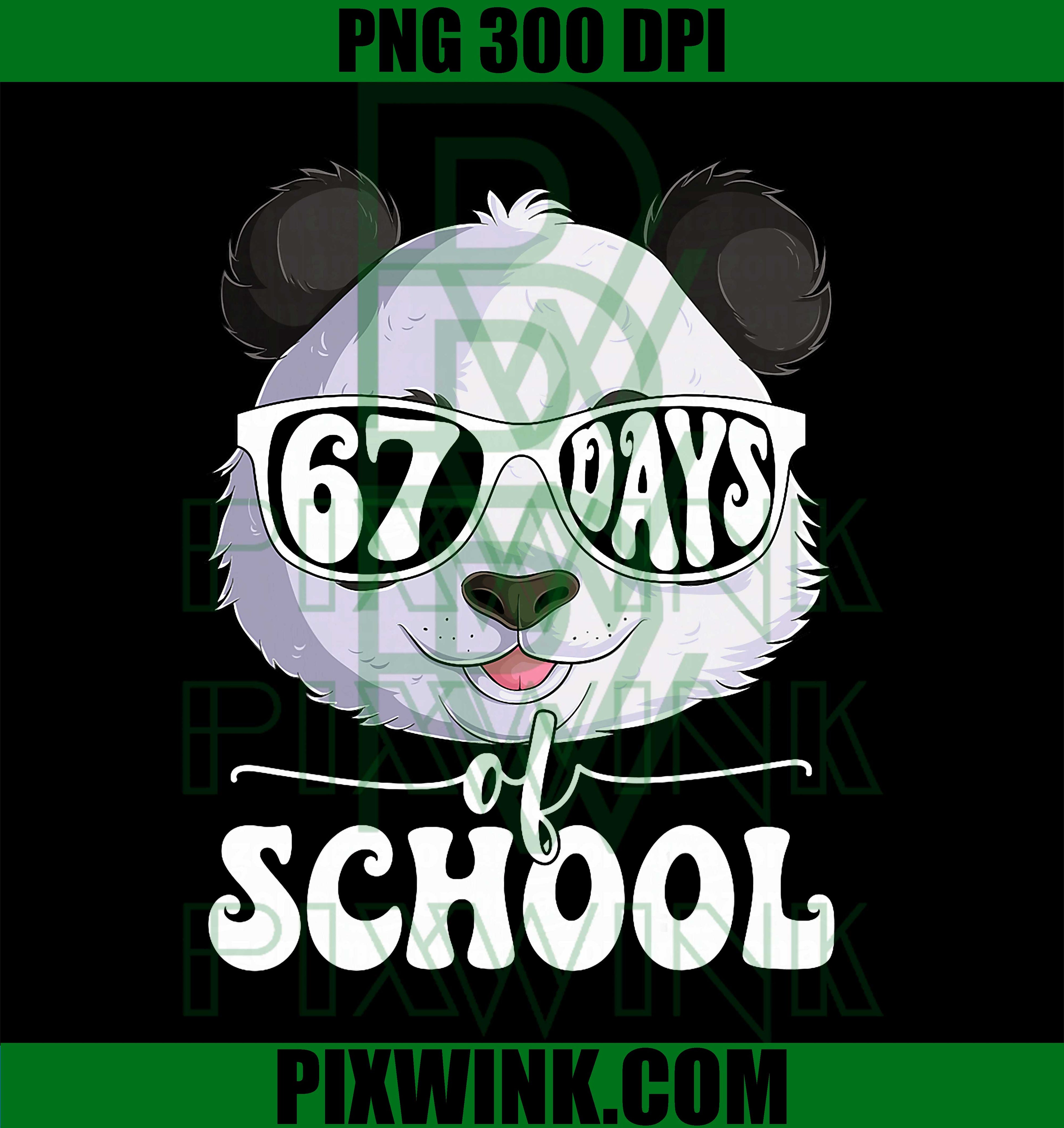 Cute 67 Days of School Panda 67th Day of School PNG