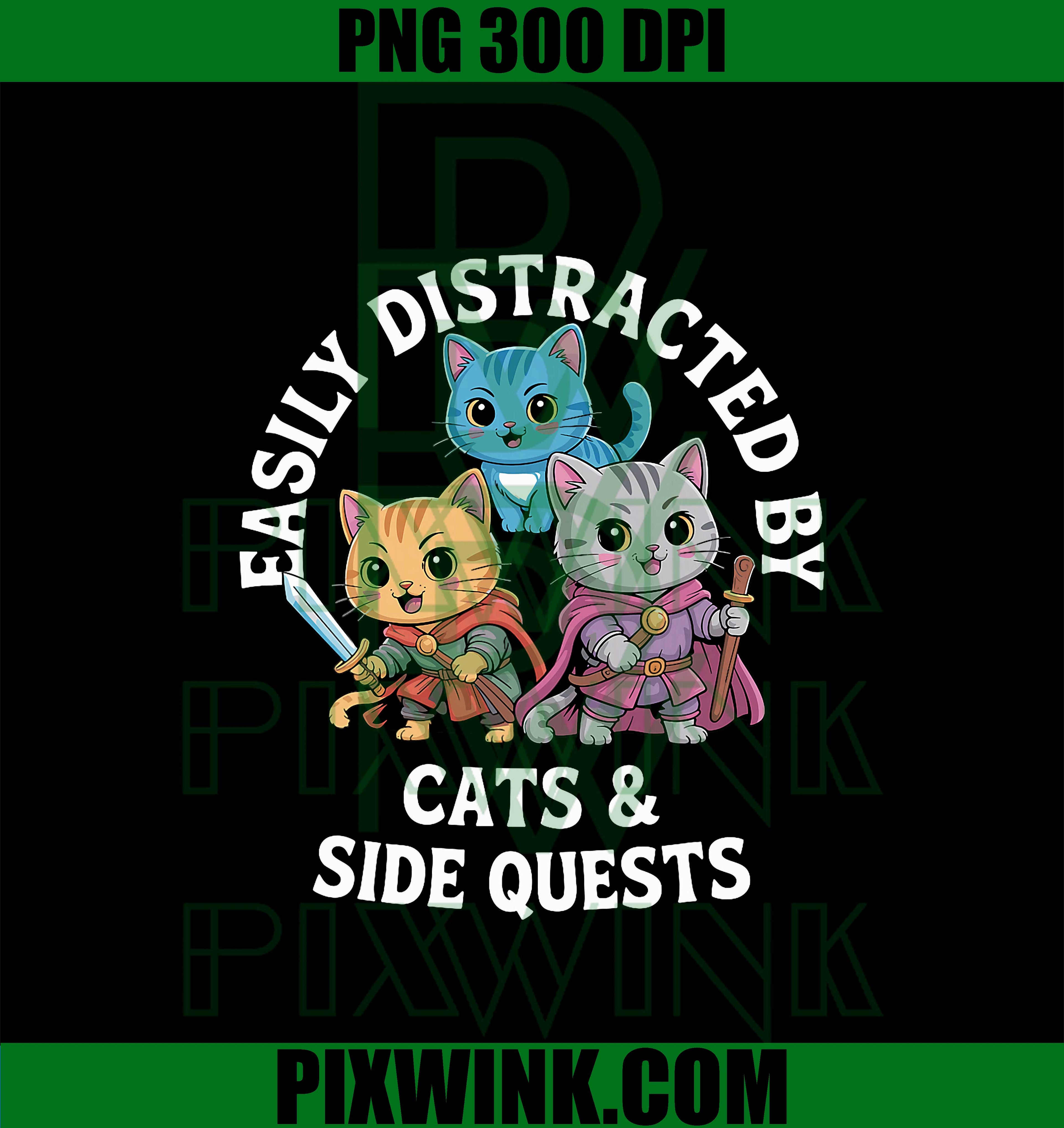 Easily Distracted by Cats and Sidequests RBG Roleplay Gamer PNG