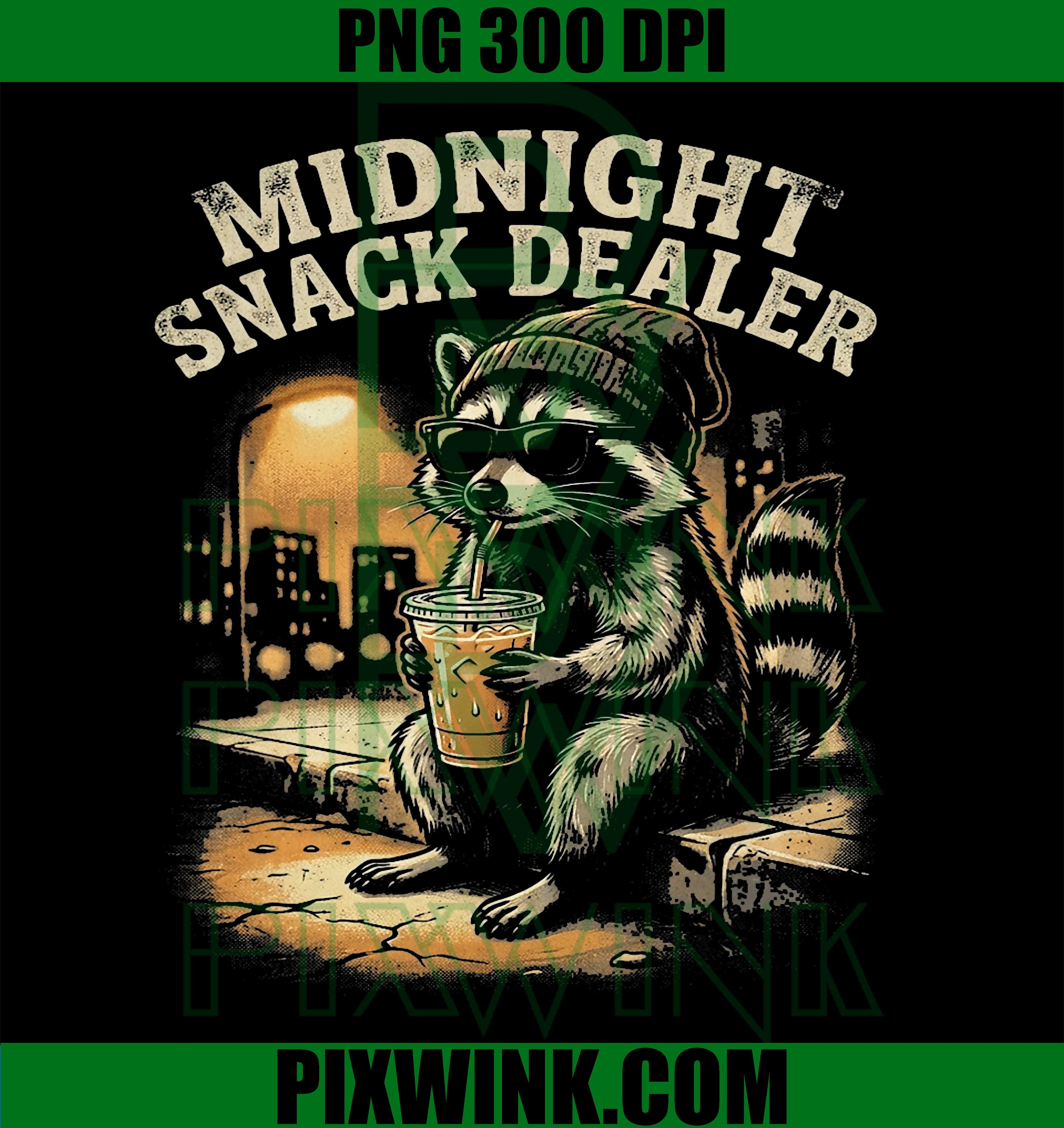 Midnight Snack Dealer Raccoon PNG, Iced Coffee Meme Design PNG