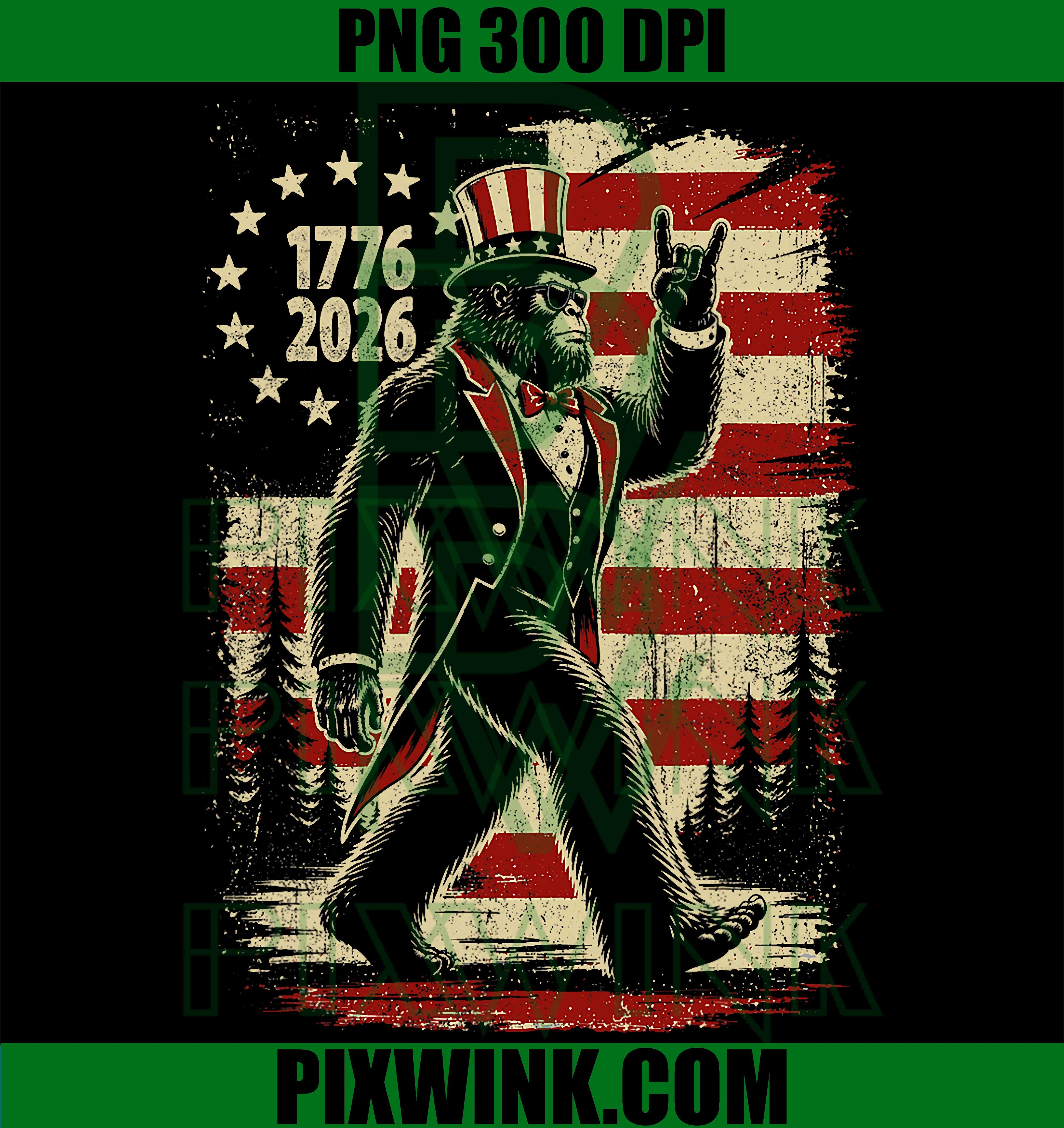 Bigfoot Patriotic PNG, 250 Years Freedom USA Flag PNG