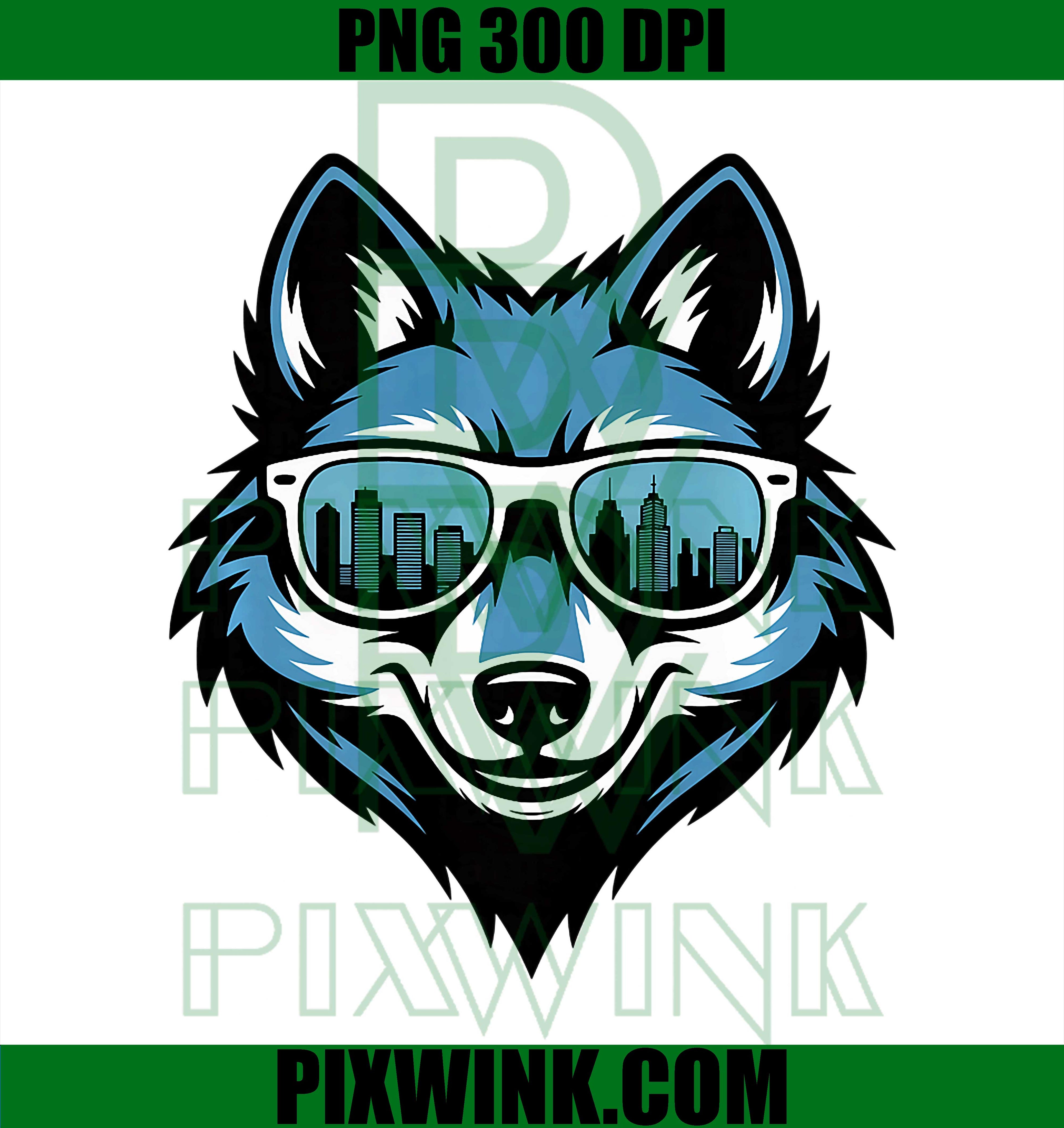 Wolf With Sunglasses Urban Style PNG, Cool Wolf Streetwear Design PNG