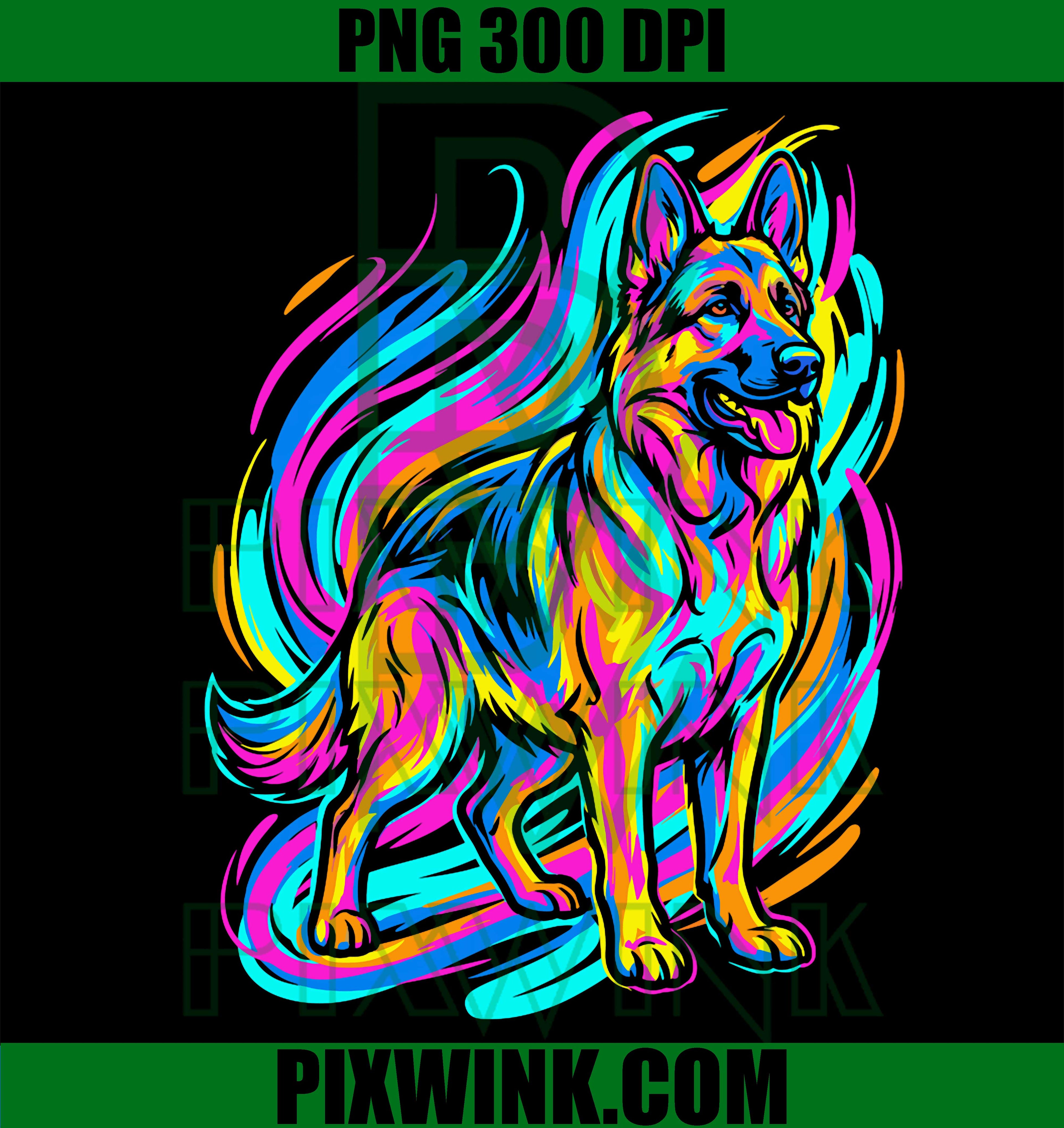 Colorful German Shepherd Dog, Pet Owner PNG