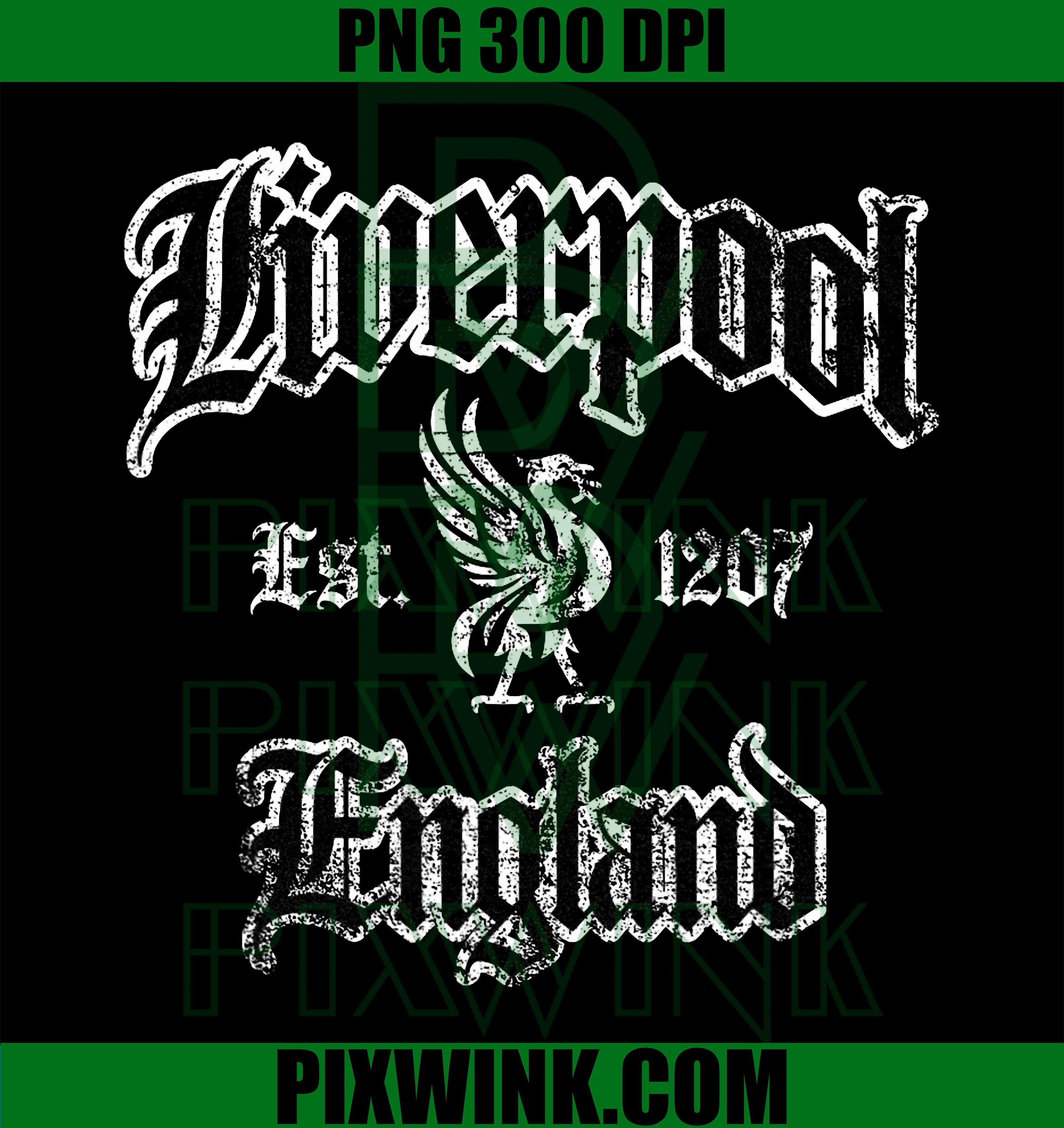 Liverpool England PNG, Liverpool City Vintage PNG, Liverpool Est 1207 PNG