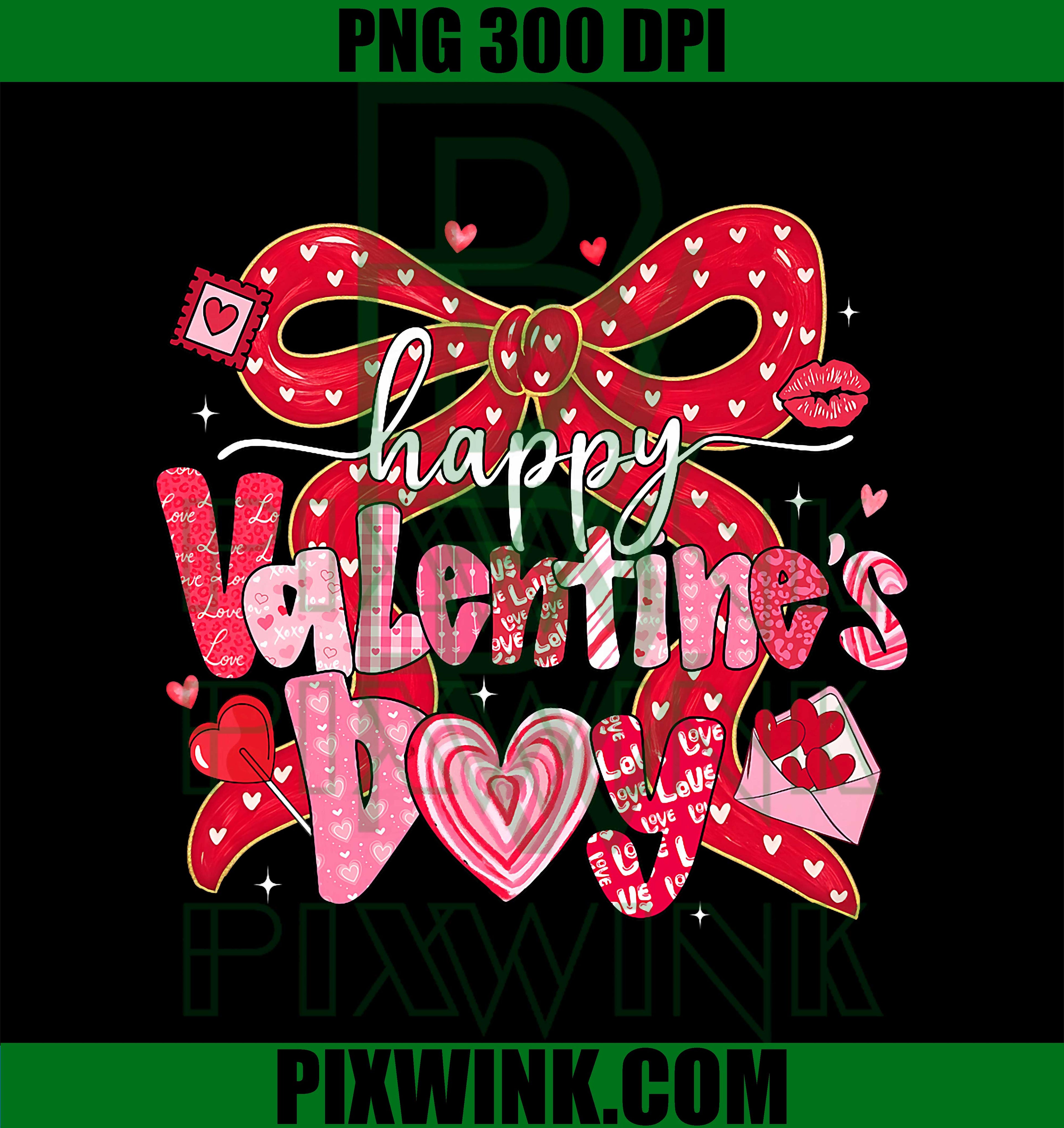 Coquette Bow Happy Valentine Heart Love PNG