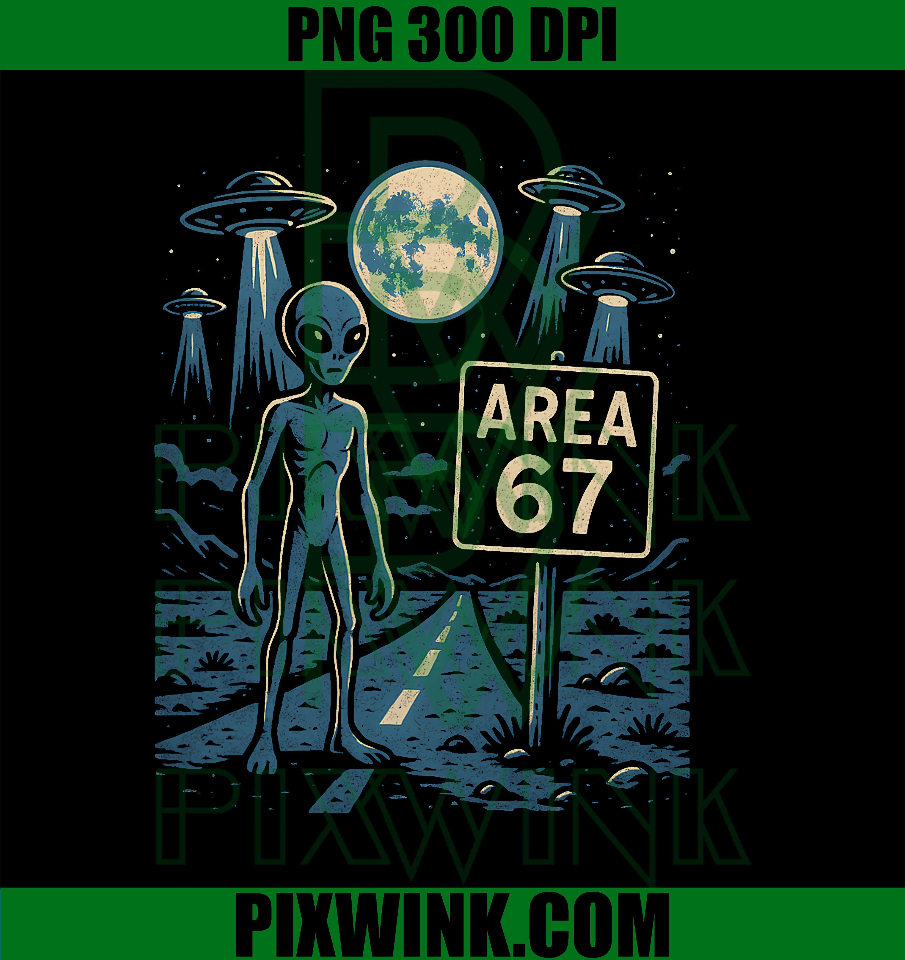 Area 67 Alien UFO Encounter Design for Space Lovers PNG