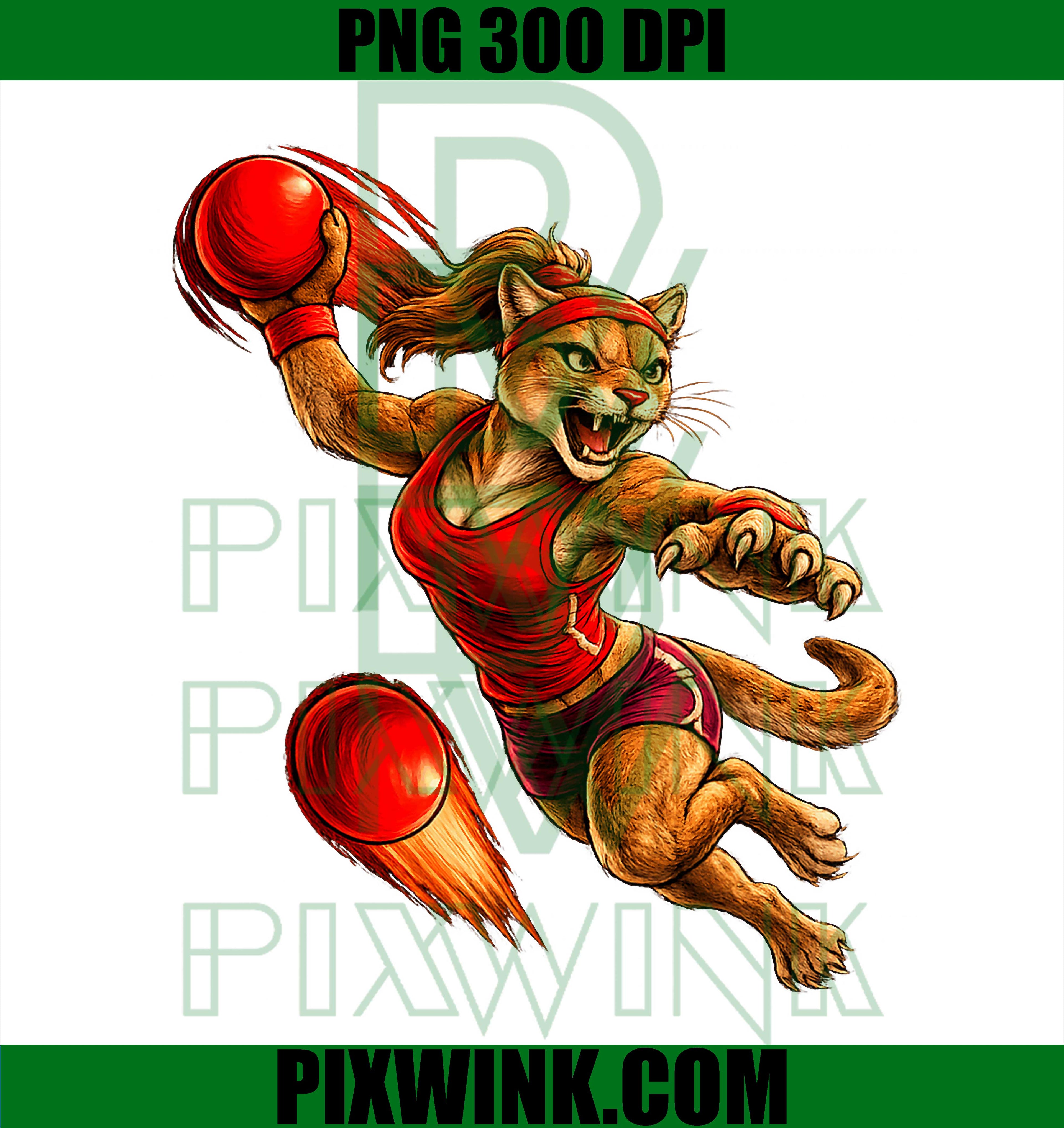 Women Cougar Dodgeball Team PNG, Funny Woman Squad Sports PNG
