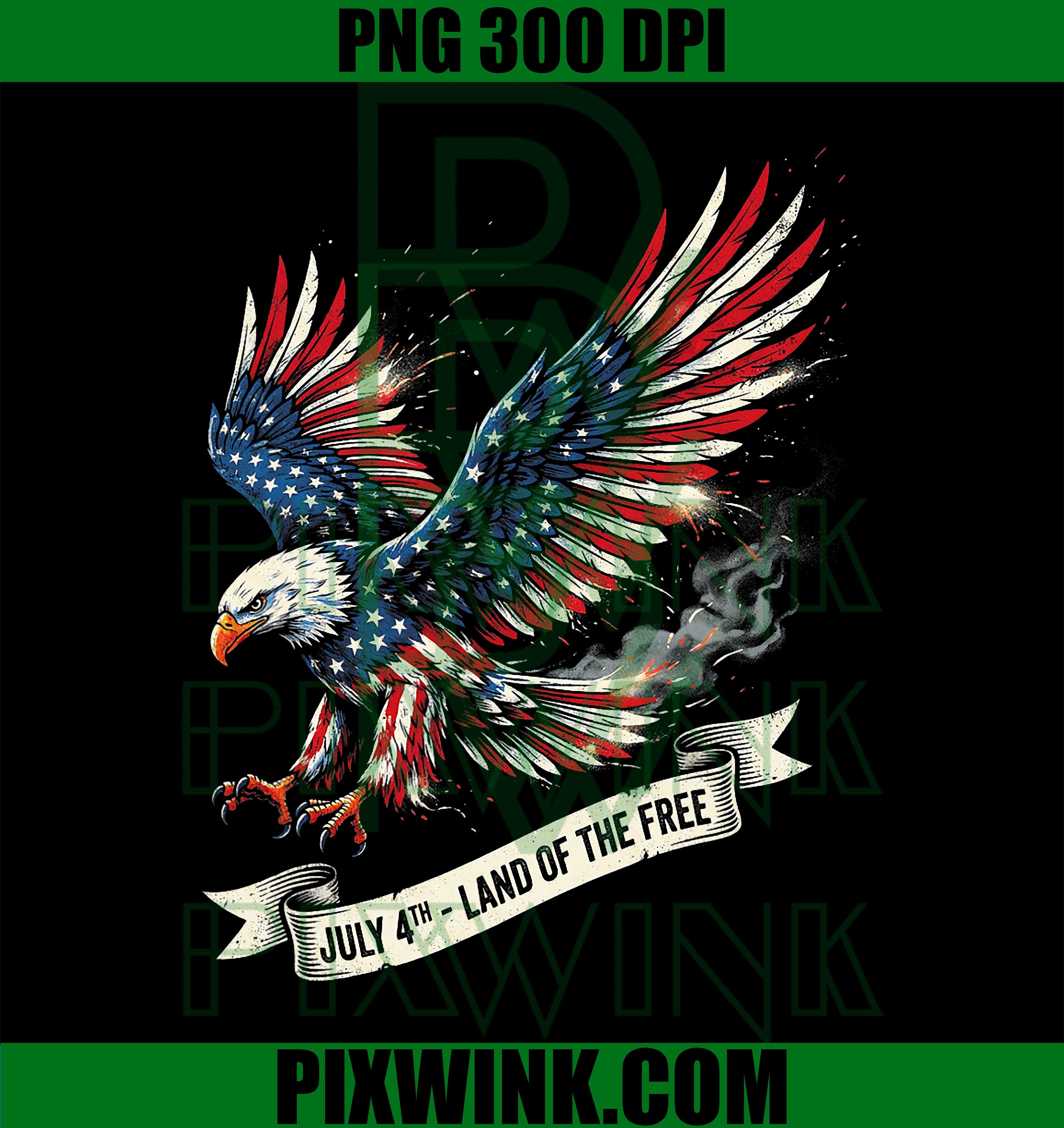 4th July Patriotic Eagle PNG, Land of The Free America PNG