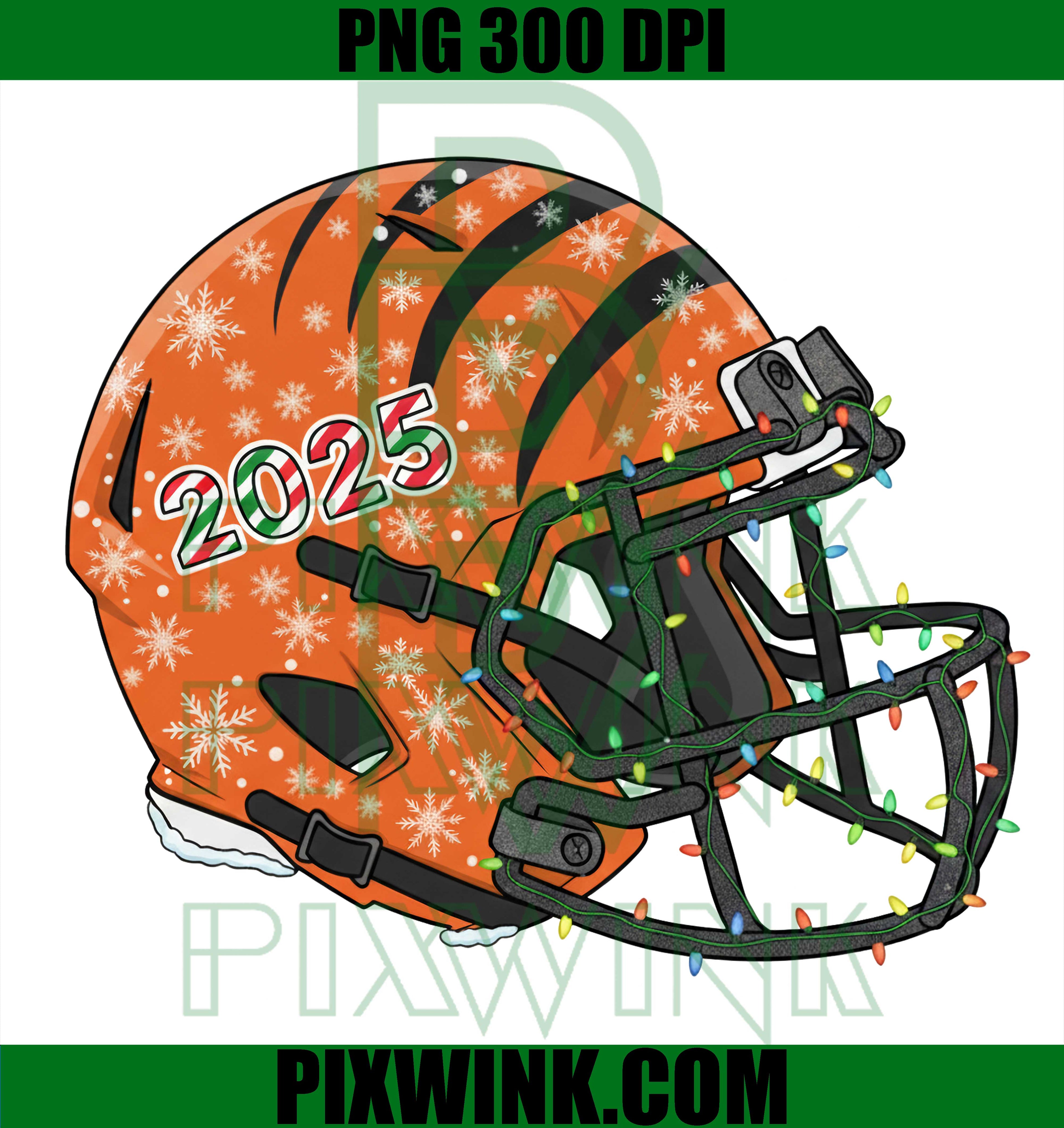 Cincinnati Bengals Christmas Football Helmet PNG, 2025 Holiday Design PNG