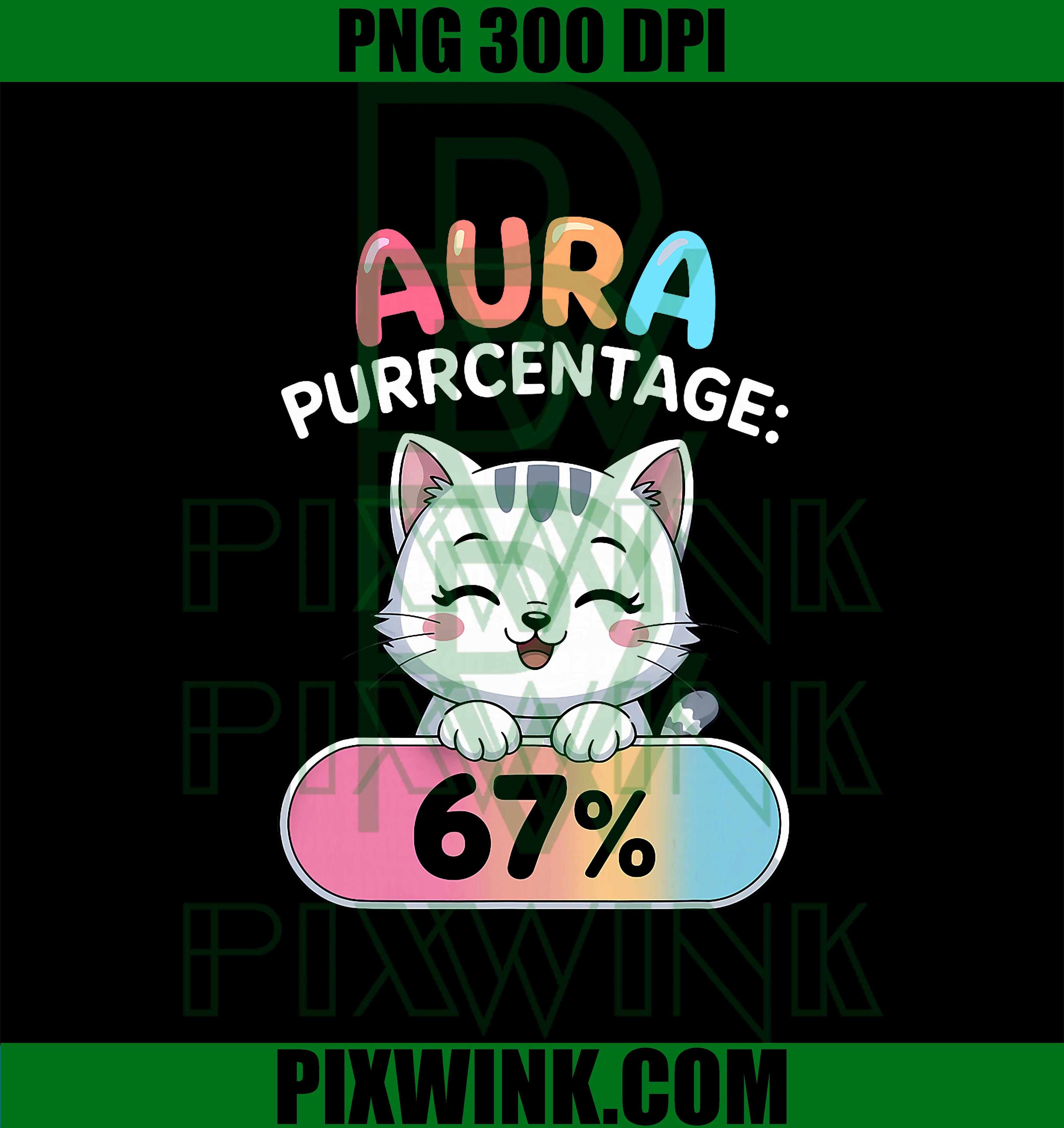 67 Funny Cat Aura Energy Six Seven PNG, Meme 67 Loading Cute Cat PNG
