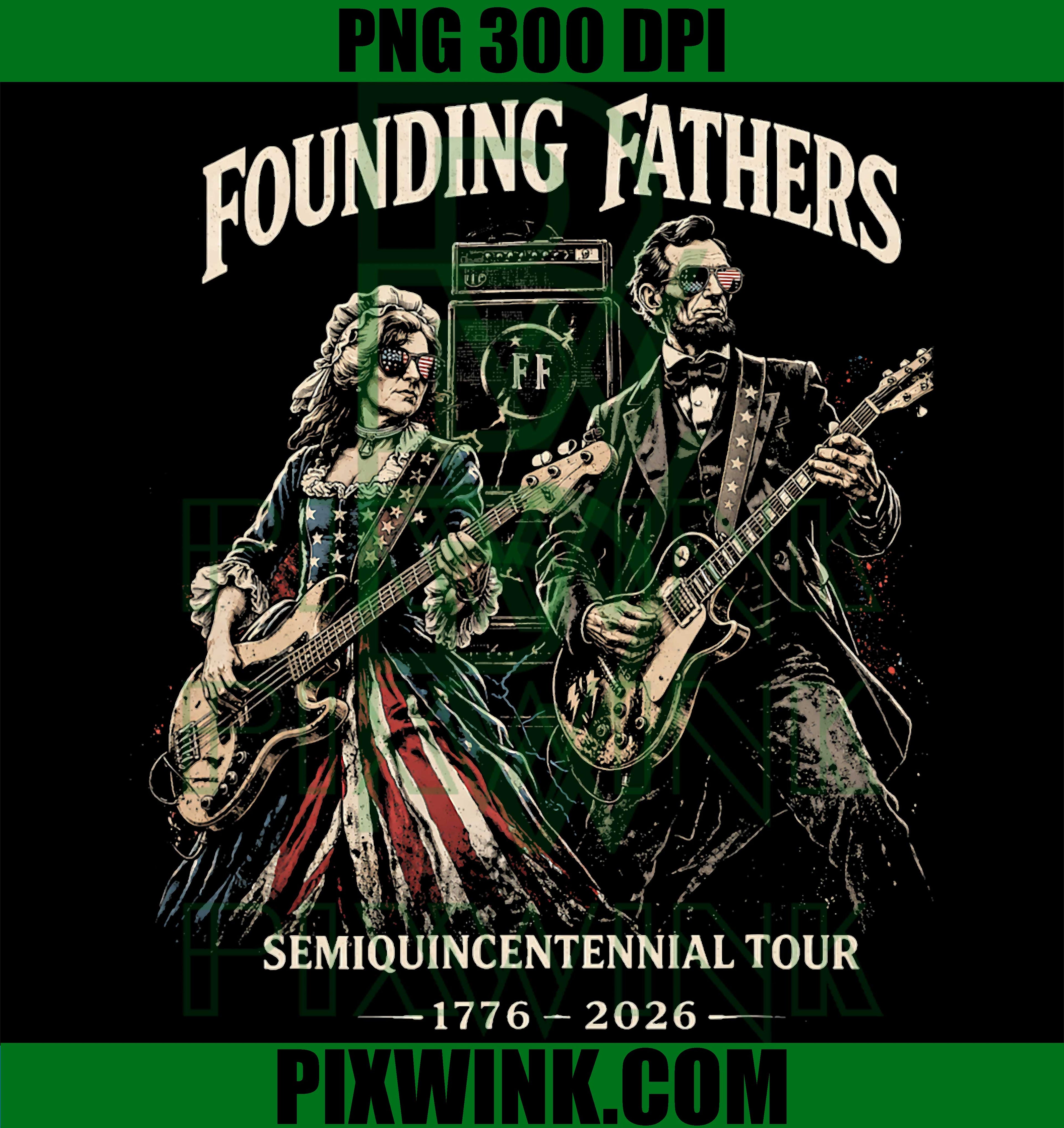 Founding Fathers Band 1776 PNG, Lincoln Betsy Ross Guitar Funny Patriotic Retro Design