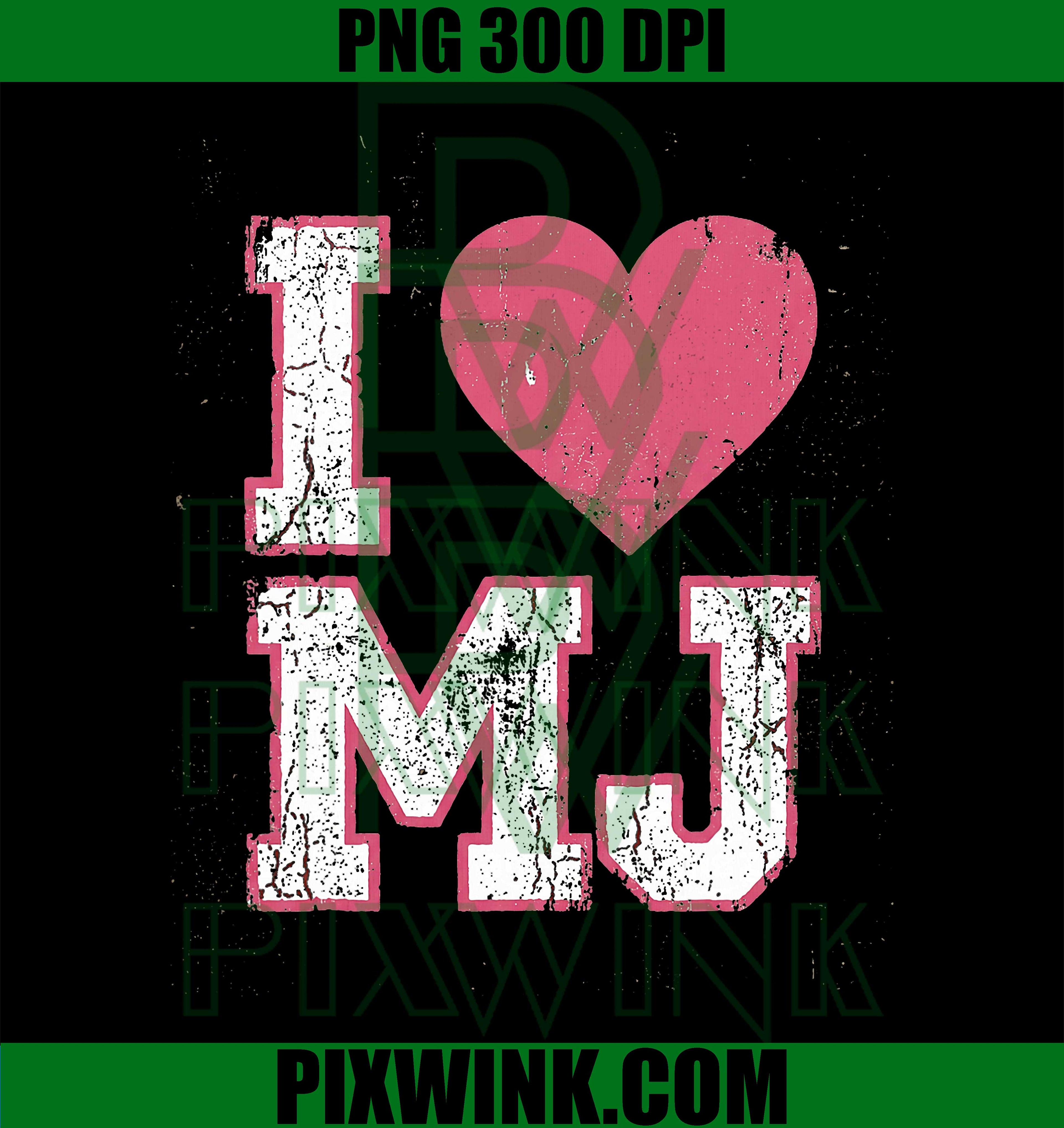 MJ Heart Initials PNG, Vintage Fan Merch PNG Retro Design