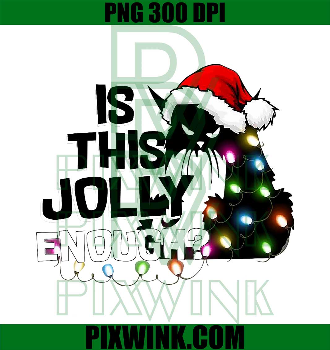 Is This Jolly Enough, Funny Cat Christmas Light PNG