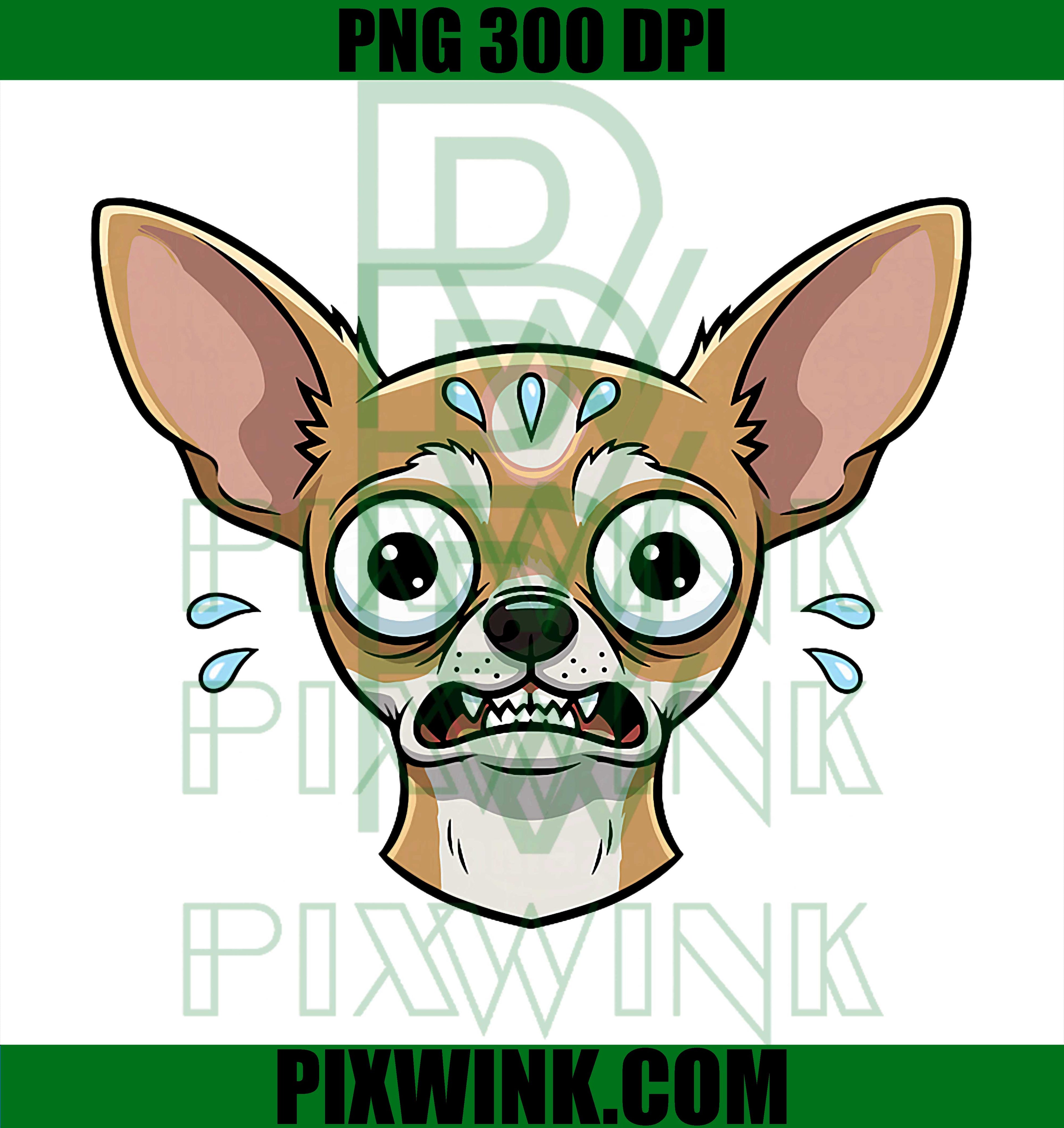 Anxious Chihuahua Face PNG, Funny Sweaty Dog Mood PNG