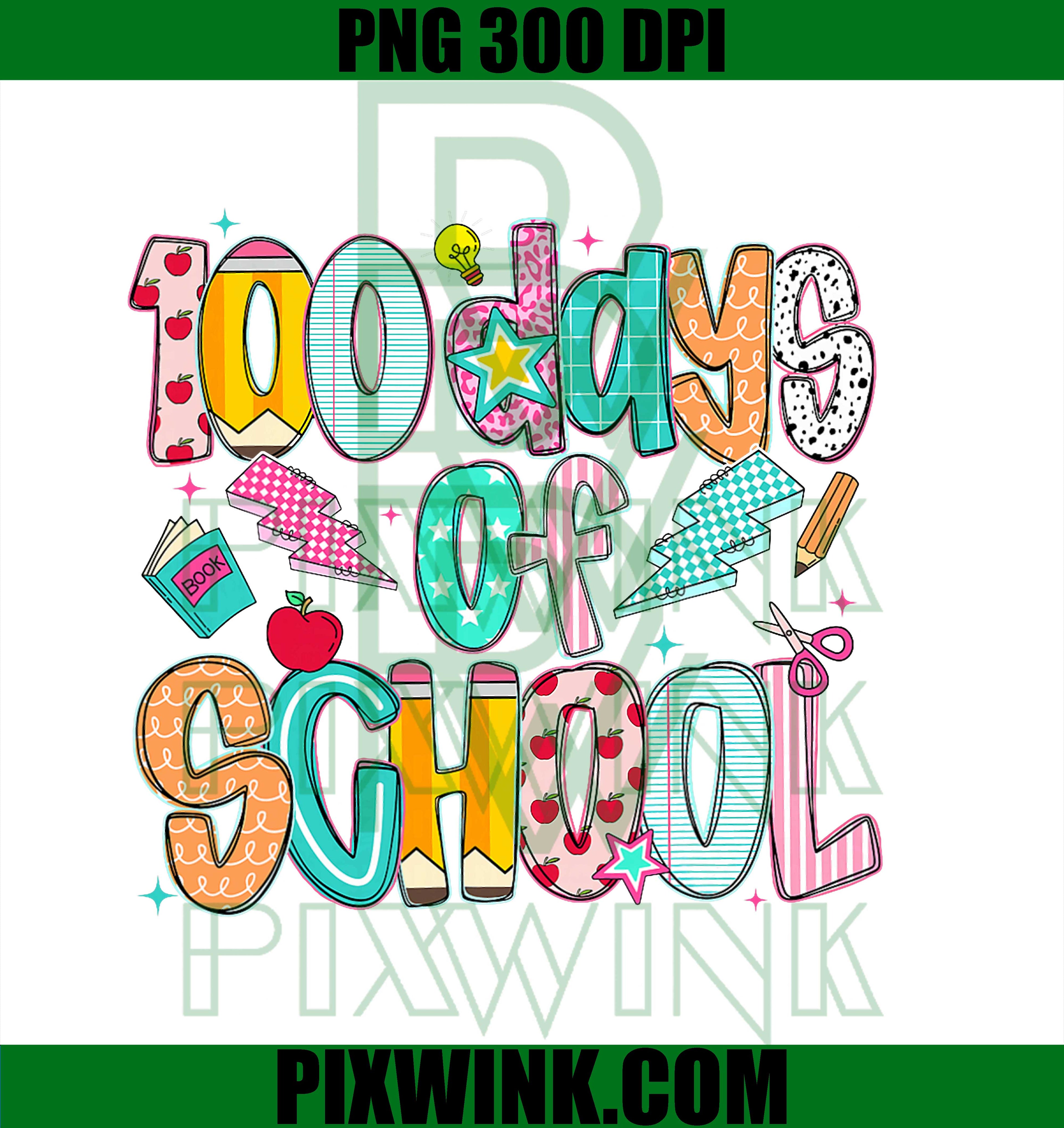 100 Days of School, Preppy 100th Day of School Teacher PNG