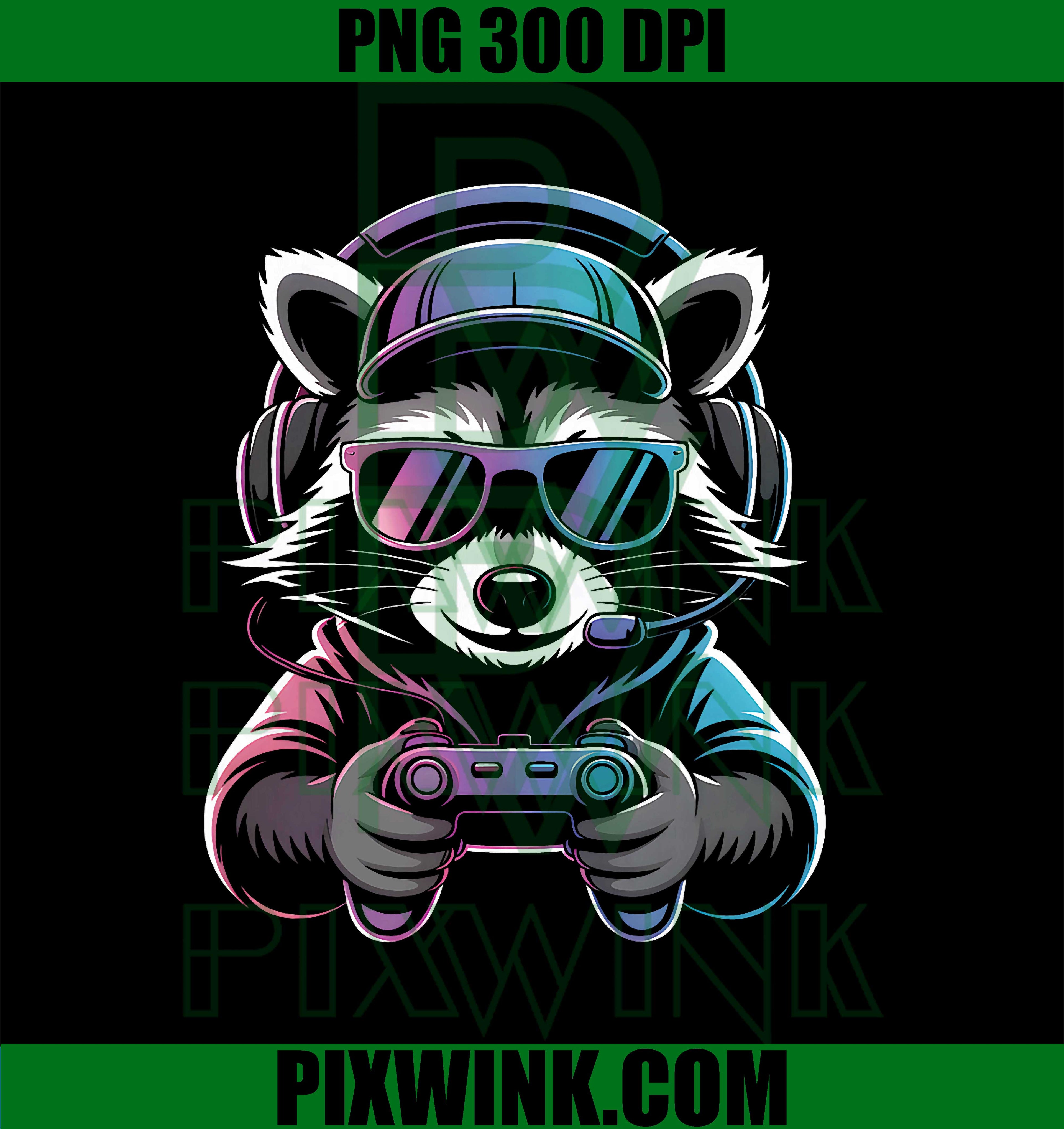 Funny Raccoon Gamer Headset PNG, Video Game Controller Meme PNG
