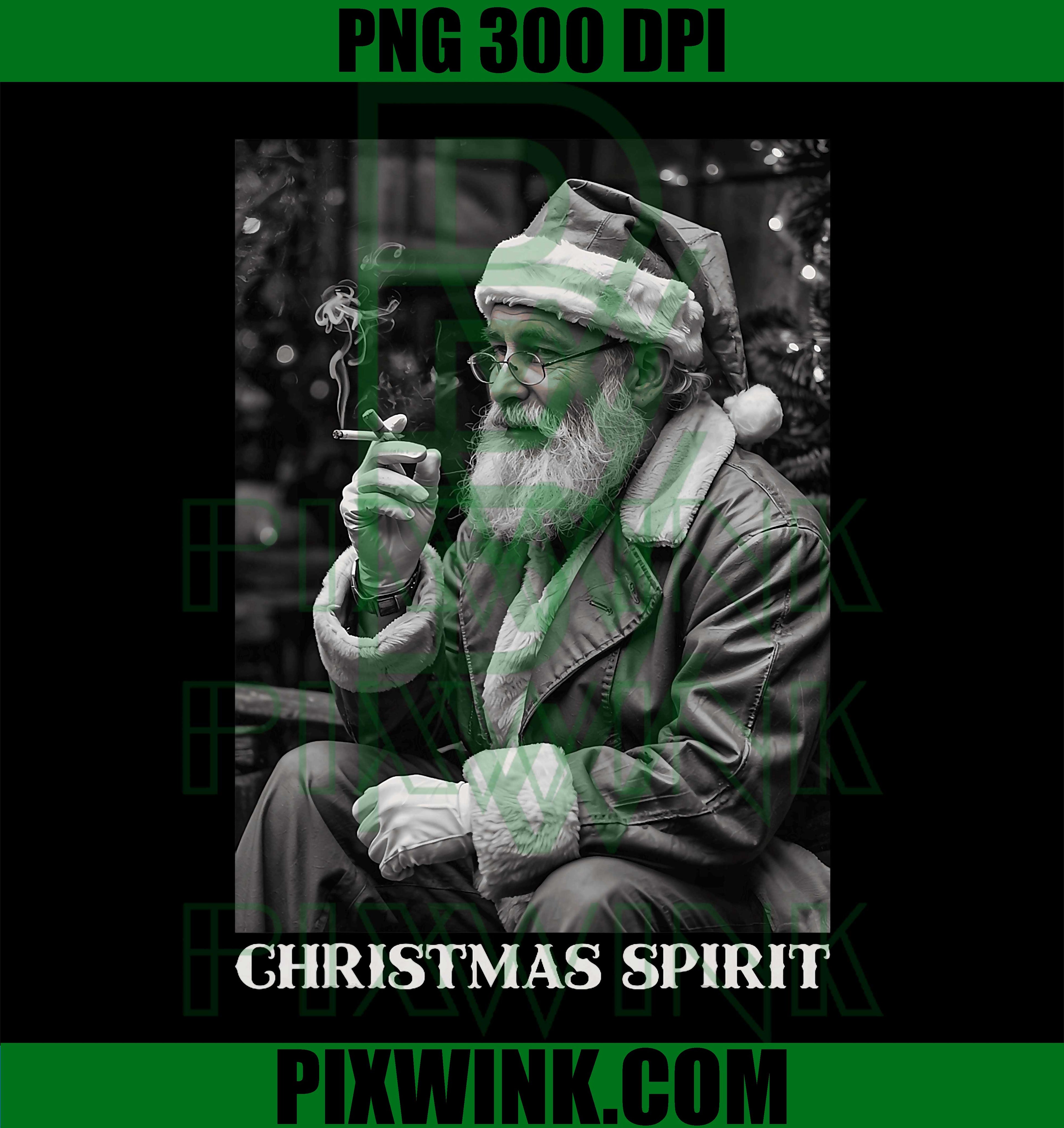 Retro Style Santa Claus Smoking Cigarette Christmas Spirit PNG