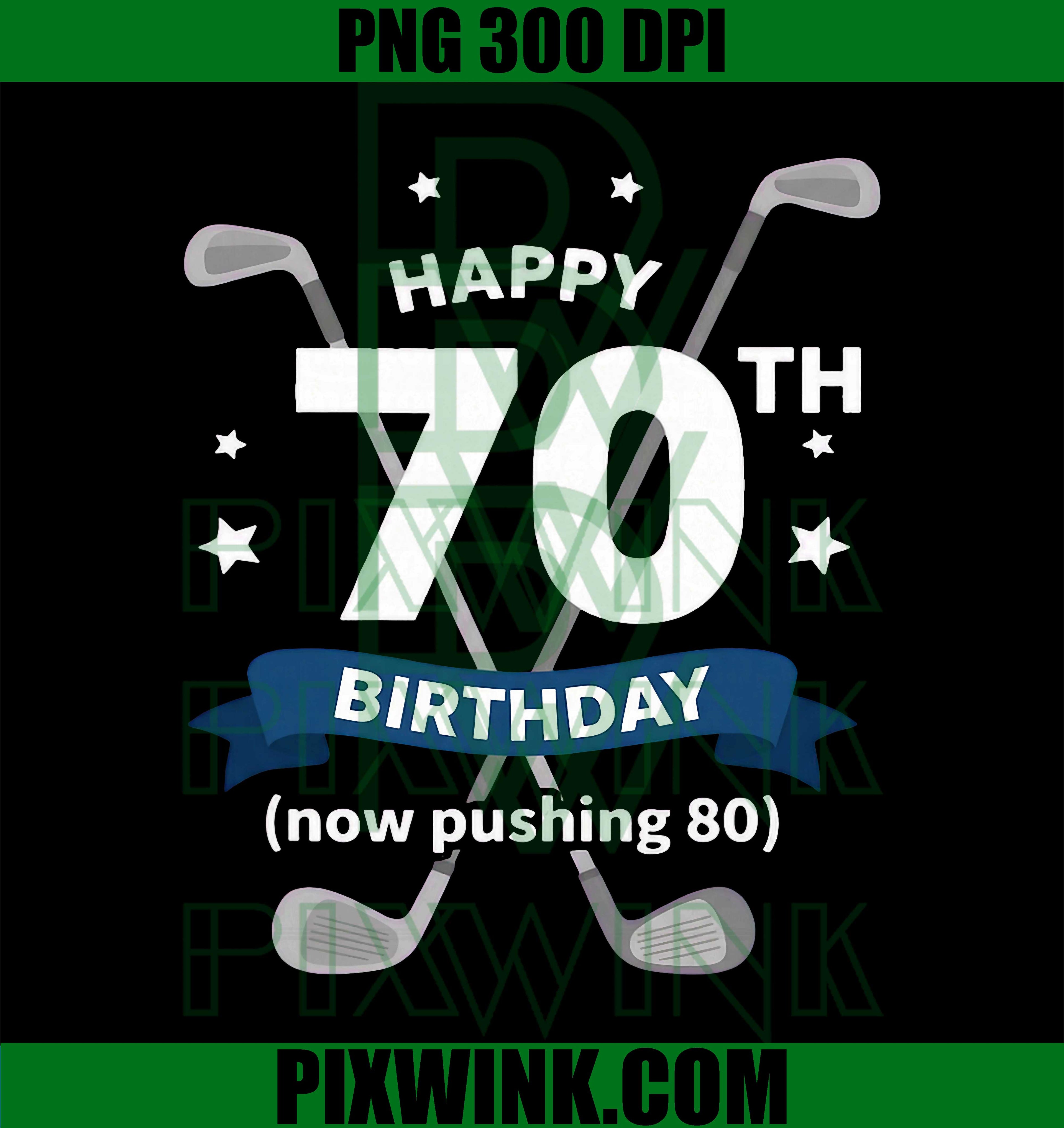 70th Birthday Golfer PNG, Vintage Golf Clubs Logo Graphic PNG